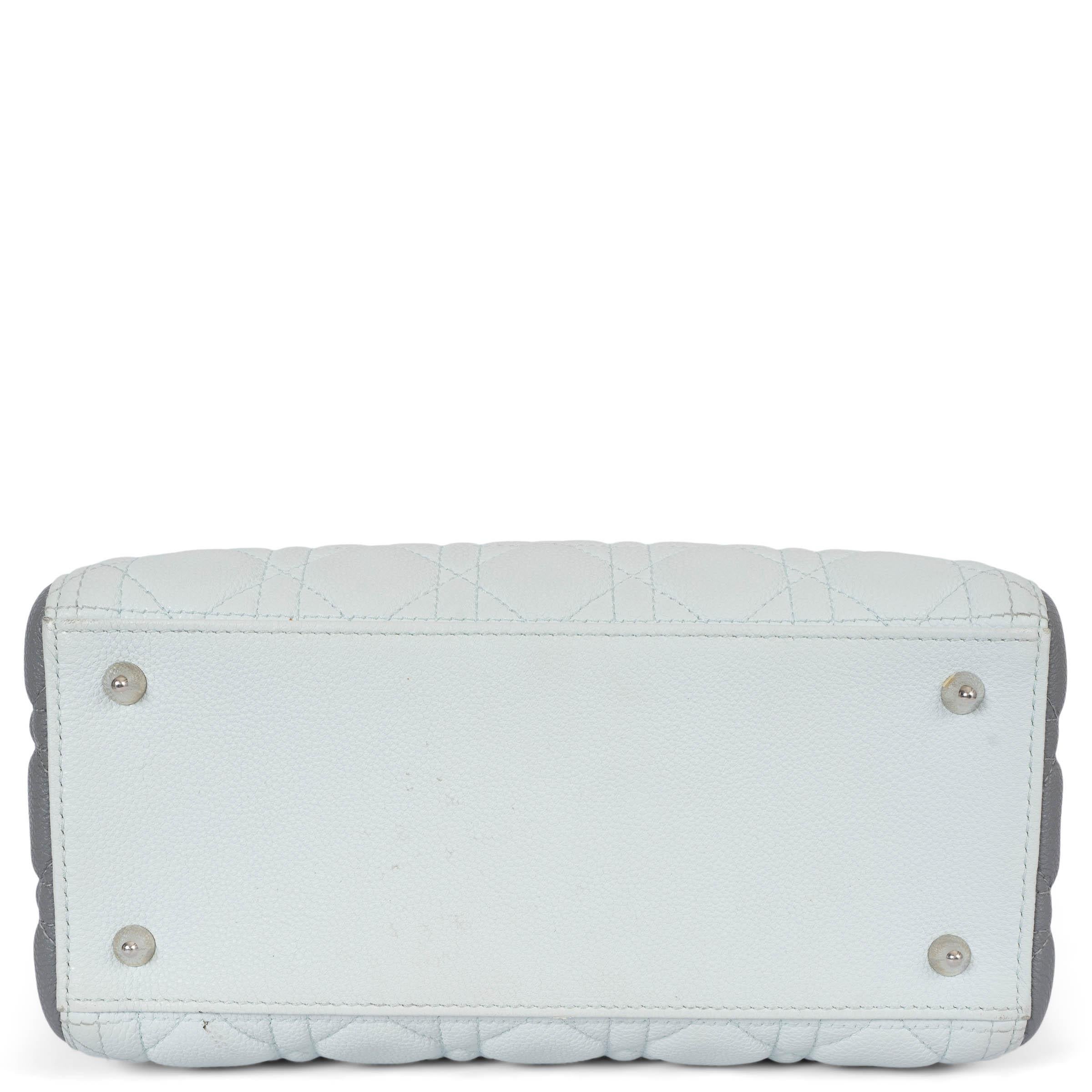 Women's CHRISTIAN DIOR pale blue yellow grey 2015 TRI COLOR LADY DIOR MEDIUM Bag For Sale
