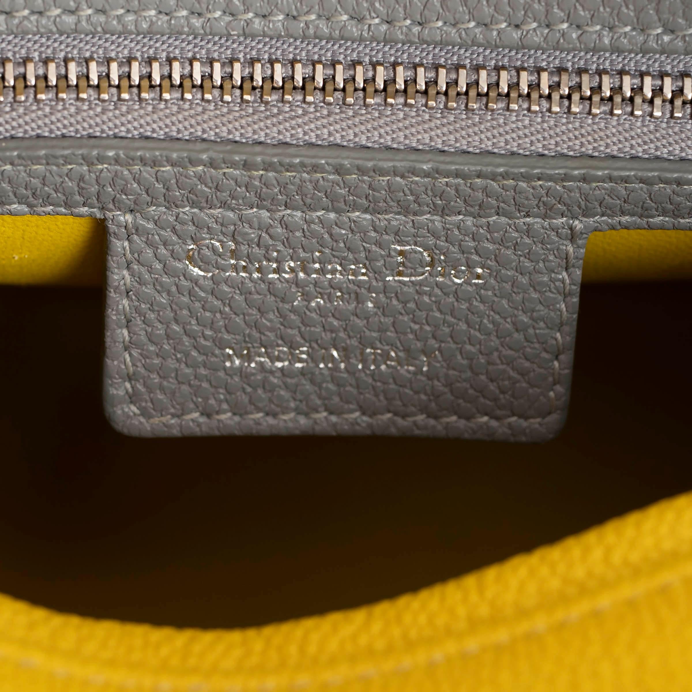 CHRISTIAN DIOR pale blue yellow grey 2015 TRI COLOR LADY DIOR MEDIUM Bag For Sale 3