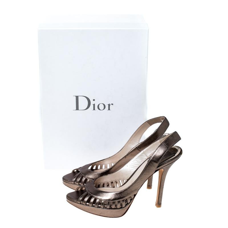Christian Dior Pale Green Metallic Whisper Slingback Sandals Size 35 3