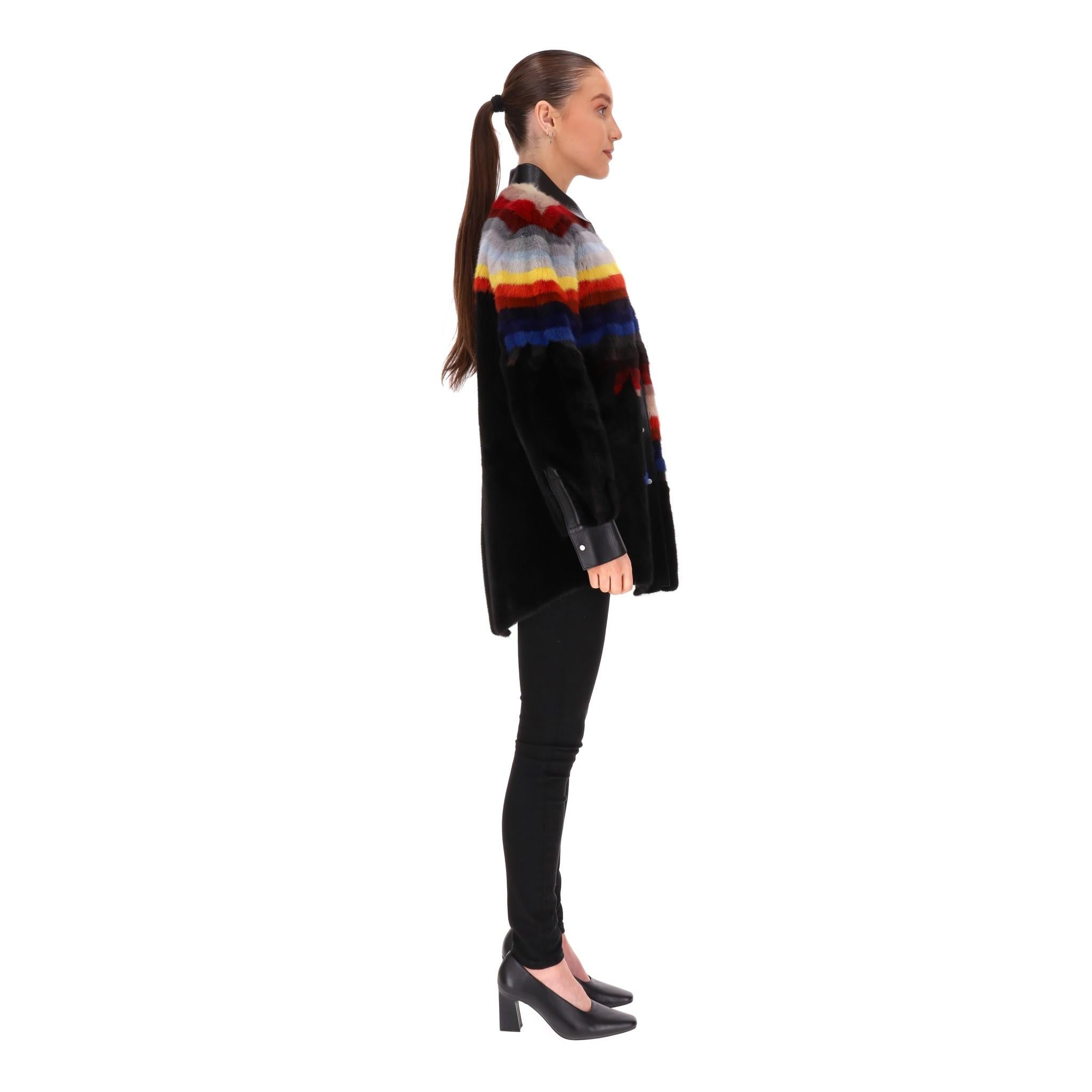 Black Christian Dior Palm Tree Mink Fur Shirt/Jacket