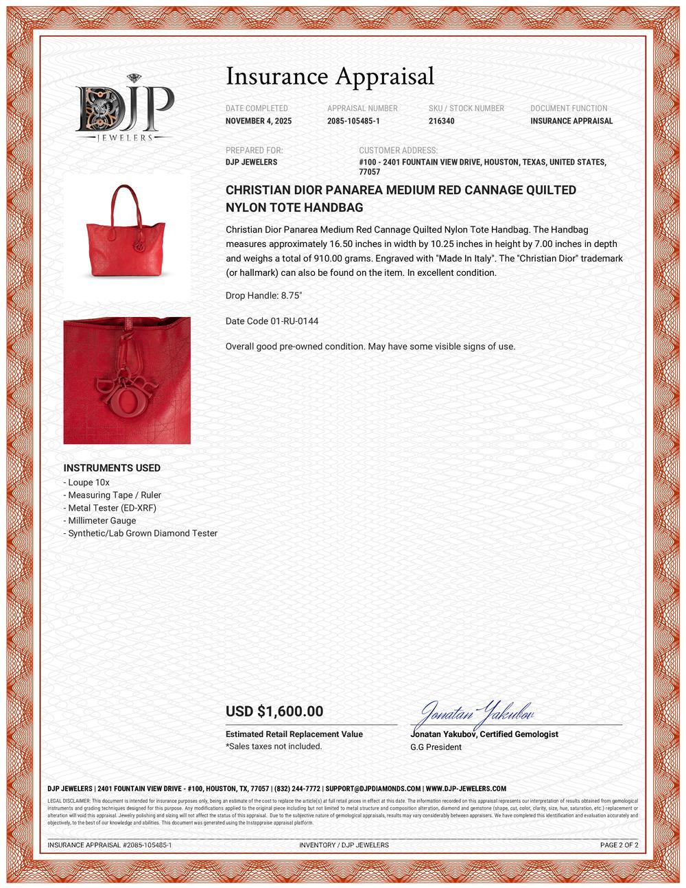Christian Dior Panarea Medium Rot Cannage Gesteppte Nylon-Tasche Handtasche im Angebot 9