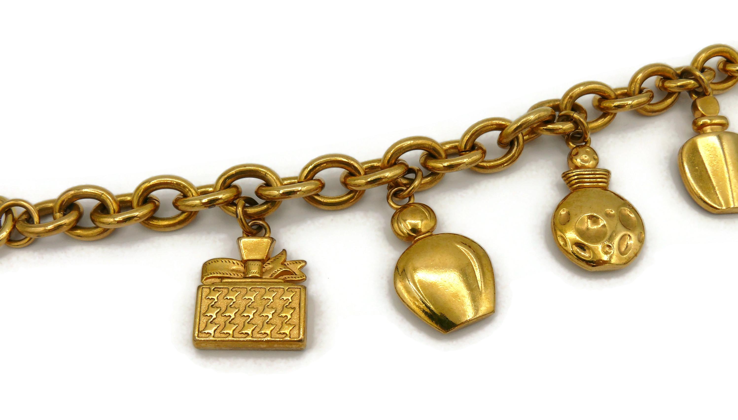 CHRISTIAN DIOR Parfums Vintage Gold Tone Charms Bracelet 5