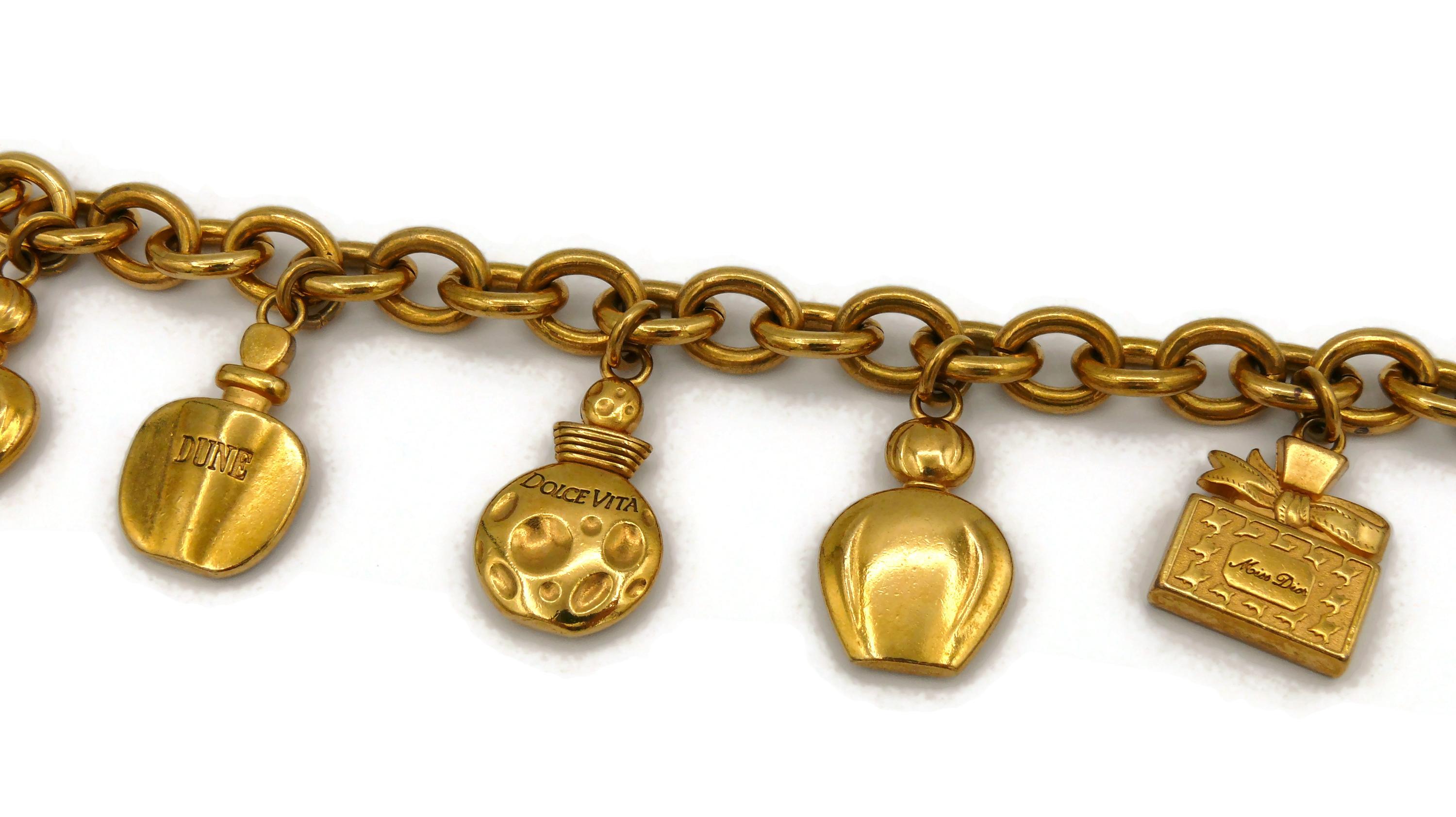 Women's CHRISTIAN DIOR Parfums Vintage Gold Tone Charms Bracelet