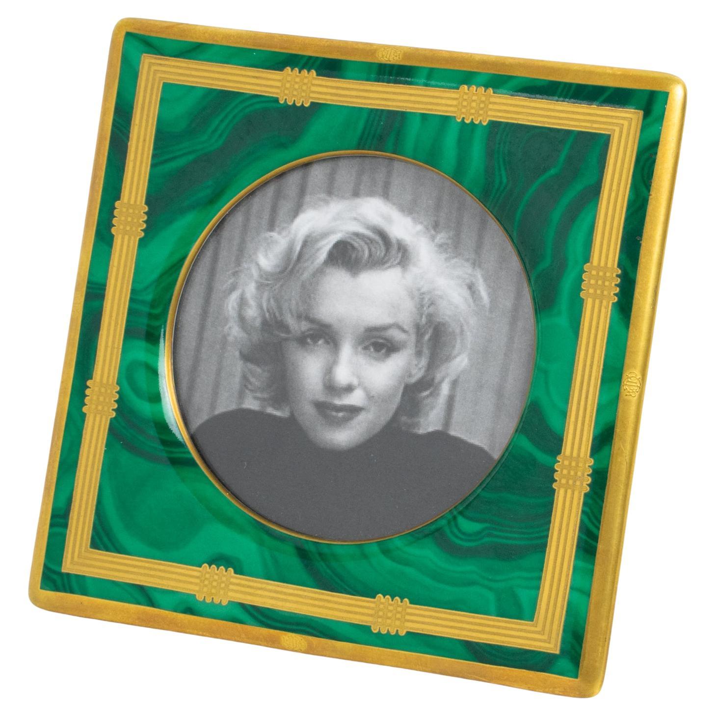 Christian Dior Paris Green Malachite Ceramic Picture Frame, 1980s