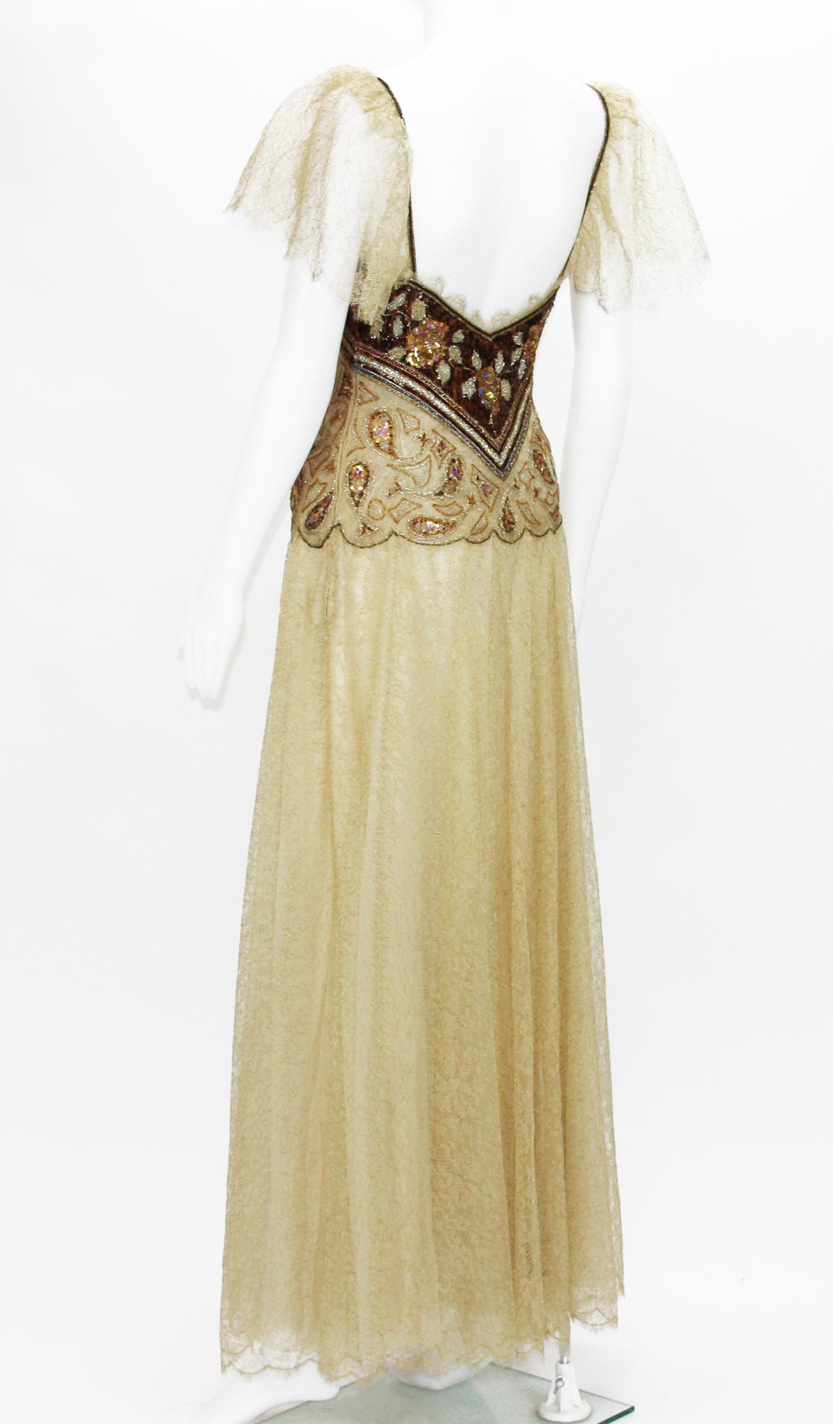 Christian Dior Paris Automne-Hiver 1980  Numbered Lace Gown with Stole 2