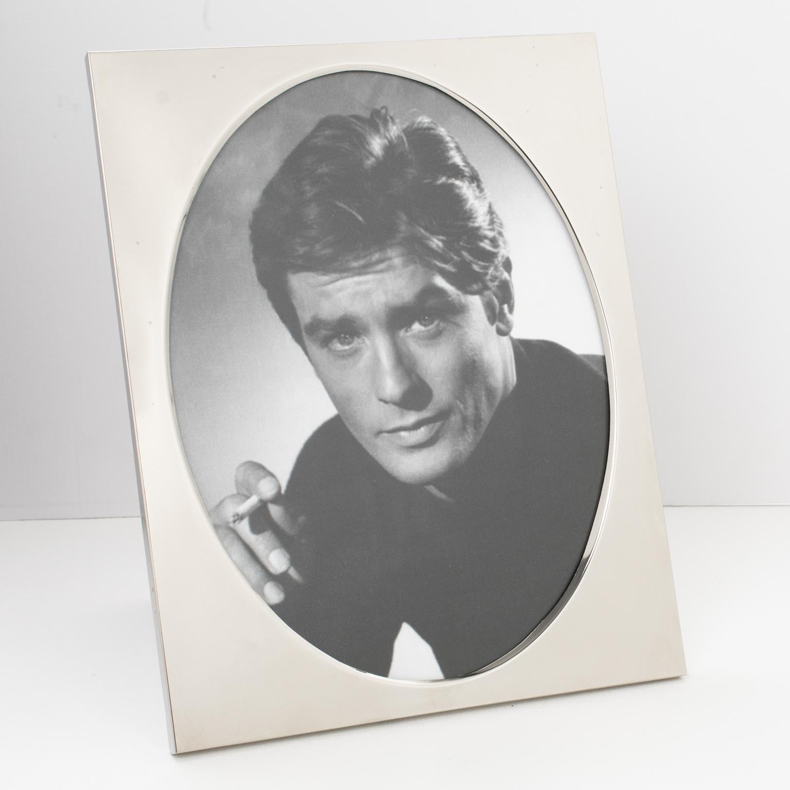 Modern Christian Dior Paris Chrome Metal Picture Frame For Sale