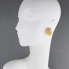 Christian Dior Paris Gilded Metal Jeweled Clip-on Earrings