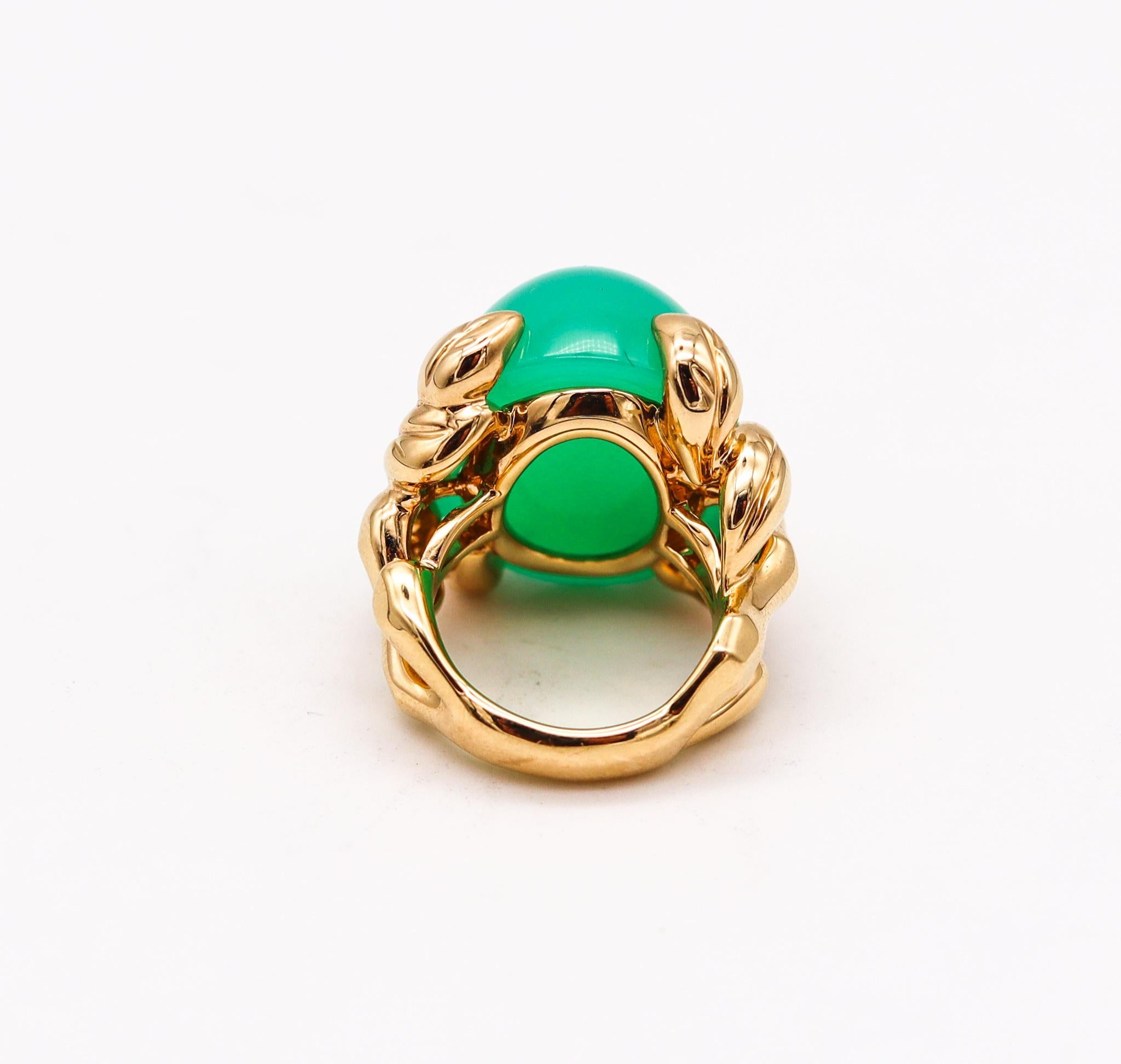 Women's Christian Dior Paris Gourmande Grenouille Ring 18Kt Gold 48.33 Ctw Chrysoprase