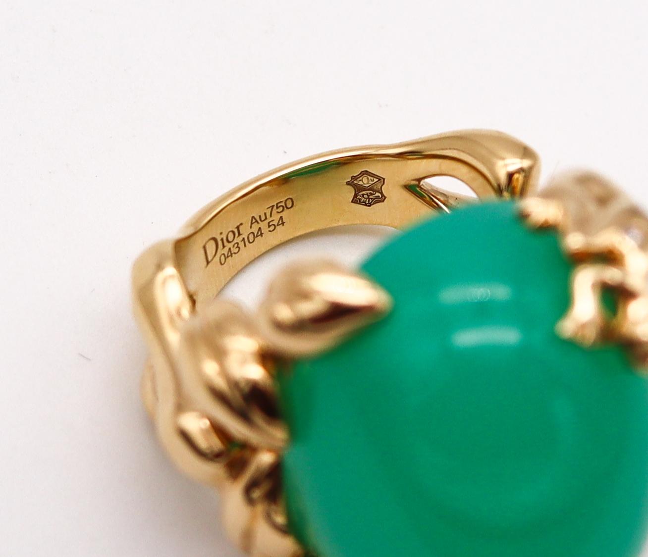 Christian Dior Paris Gourmande Grenouille Ring 18Kt Gold 48.33 Ctw Chrysoprase 1
