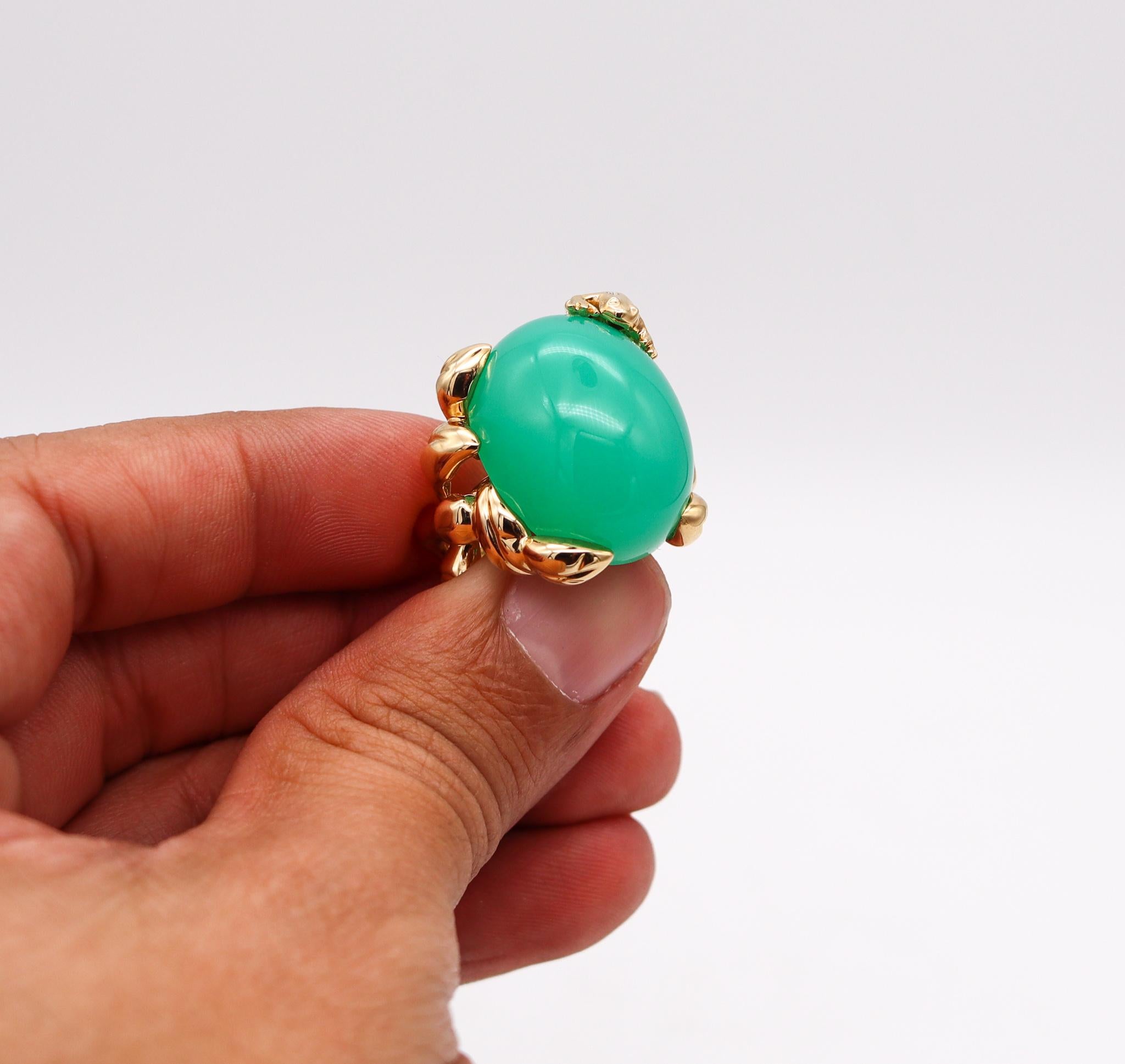 Christian Dior Paris Gourmande Grenouille Ring 18Kt Gold 48,33 Ctw Chrysopras 2