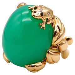 Christian Dior Paris Gourmande Grenouille Ring 18Kt Gold 48.33 Ctw Chrysoprase