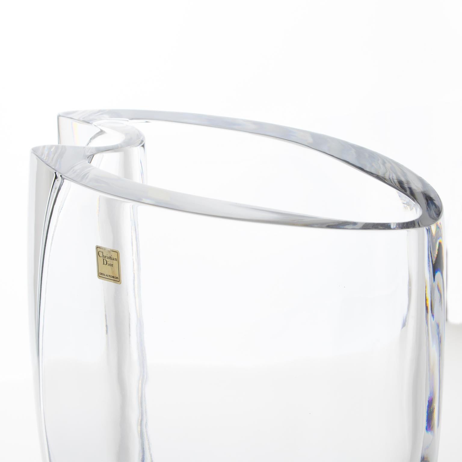 Christian Dior Paris Modernist Crystal Vase For Sale 2