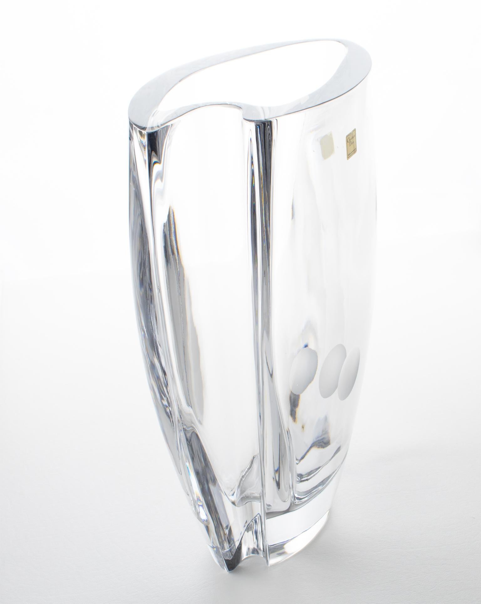 Christian Dior Paris Modernist Crystal Vase For Sale 4