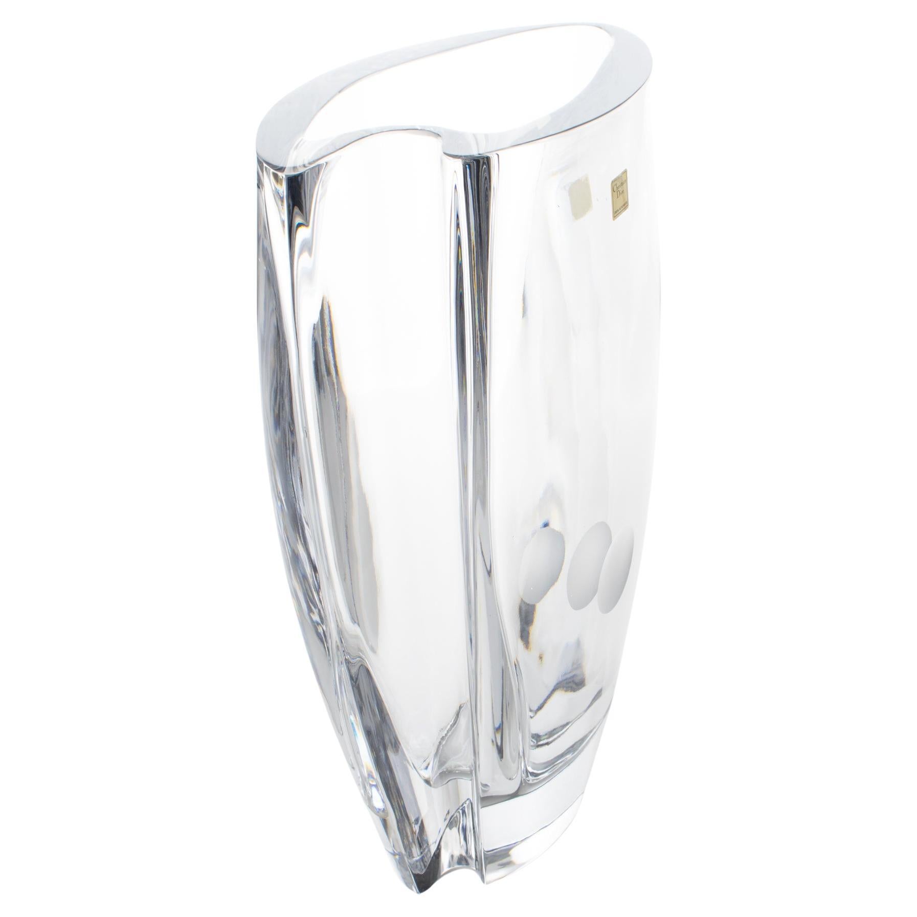 Christian Dior Paris Modernist Crystal Vase For Sale