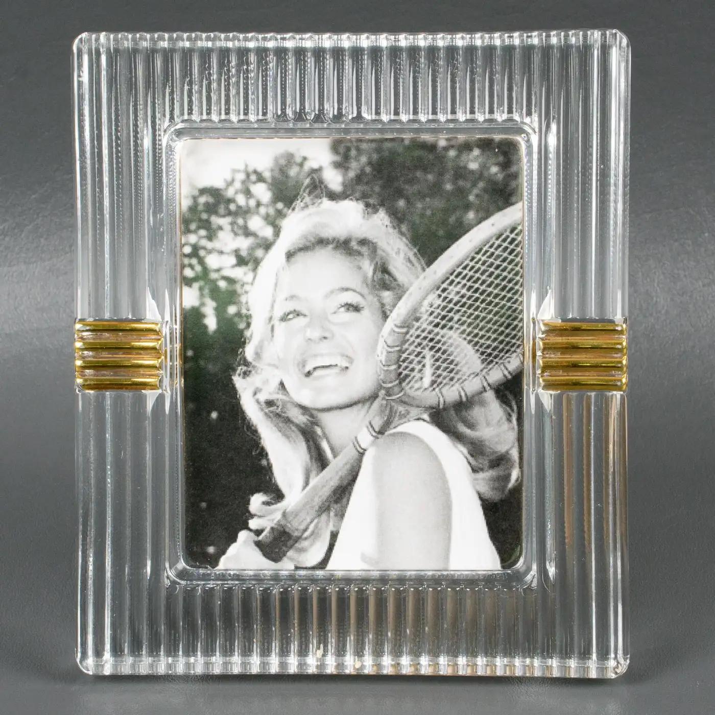 French Christian Dior Paris Molded Crystal Picture Frame, 1990s