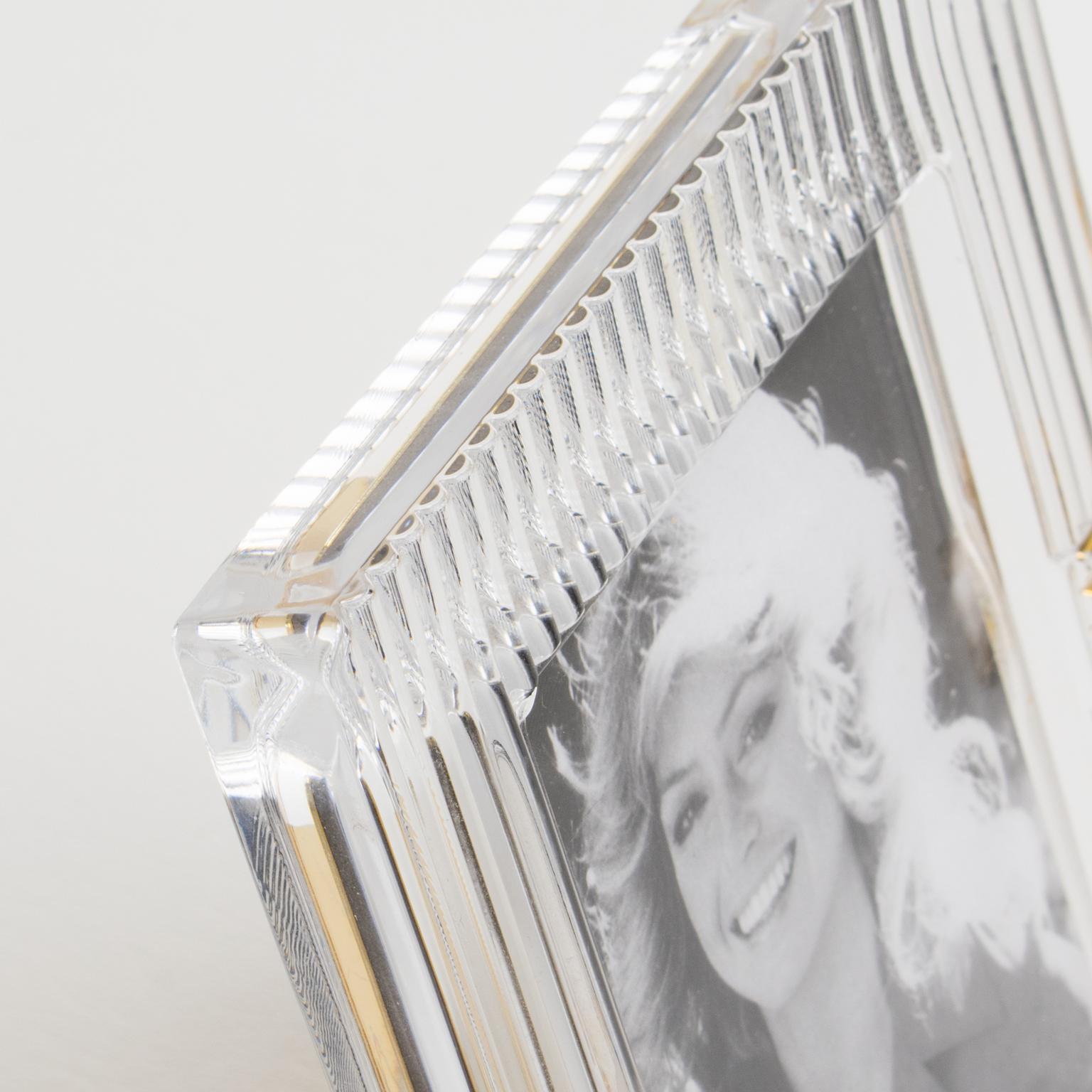 Late 20th Century Christian Dior Paris Molded Crystal Picture Frame, 1990s For Sale