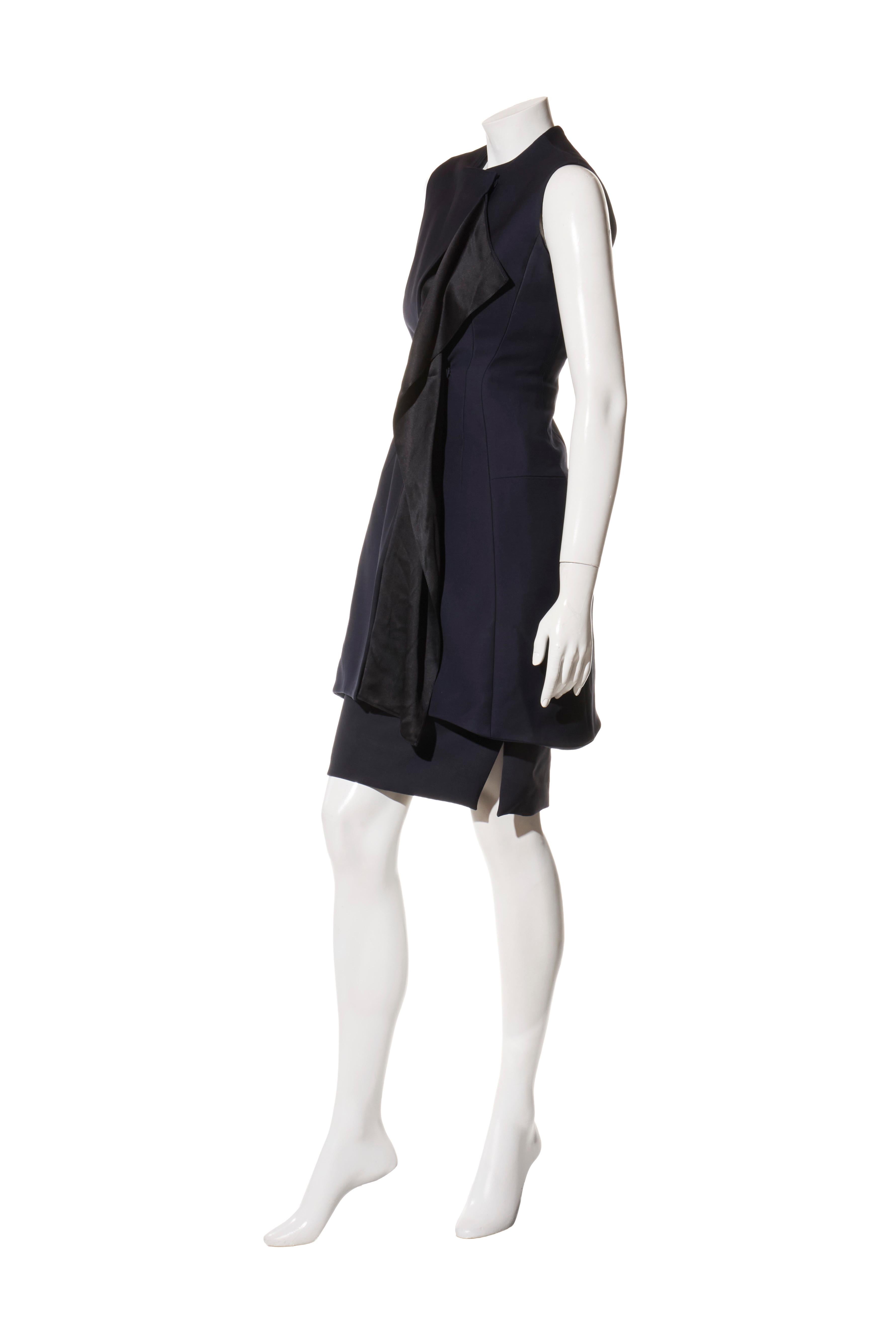 Christian Dior Paris Conjunto de vestido y chaqueta de lana y seda azul marino FR 36 (US 4) en venta 6