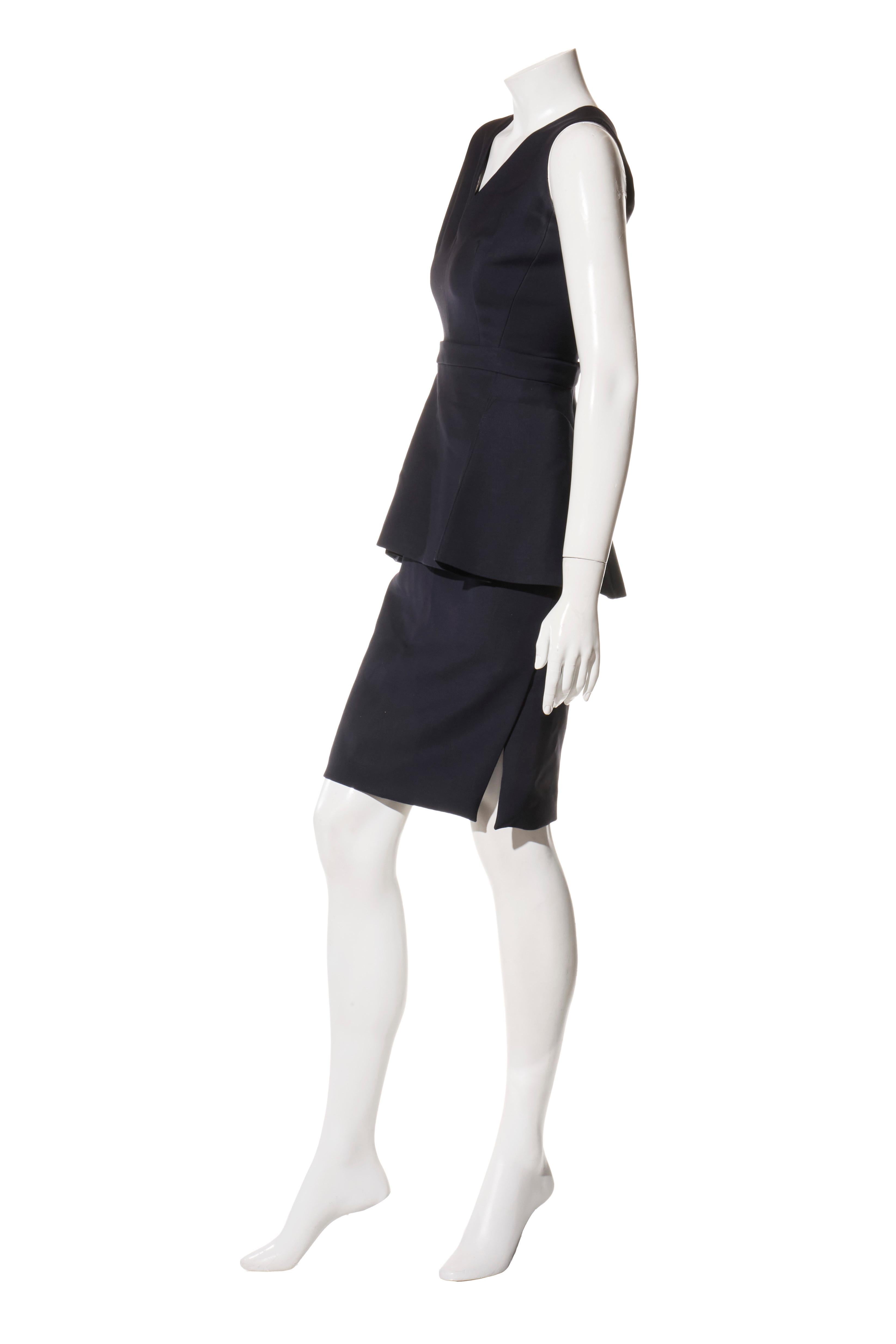 De las mujeres Christian Dior Paris Conjunto de vestido y chaqueta de lana y seda azul marino FR 36 (US 4) en venta