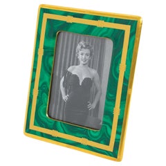 Retro Christian Dior Paris Picture Frame Green Malachite Ceramic
