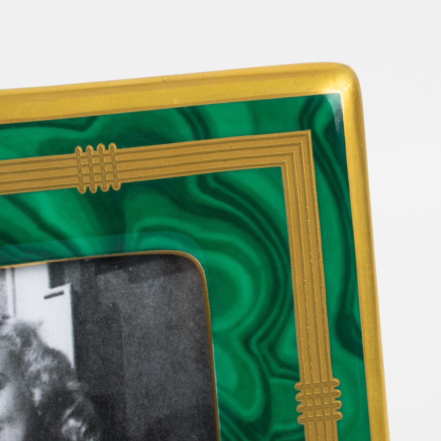 Christian Dior Paris Picture Frame Green Malachite-Like Ceramic, 1980s In Excellent Condition For Sale In Atlanta, GA