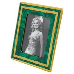 Retro Christian Dior Paris Picture Frame Green Malachite-Like Ceramic, 1980s