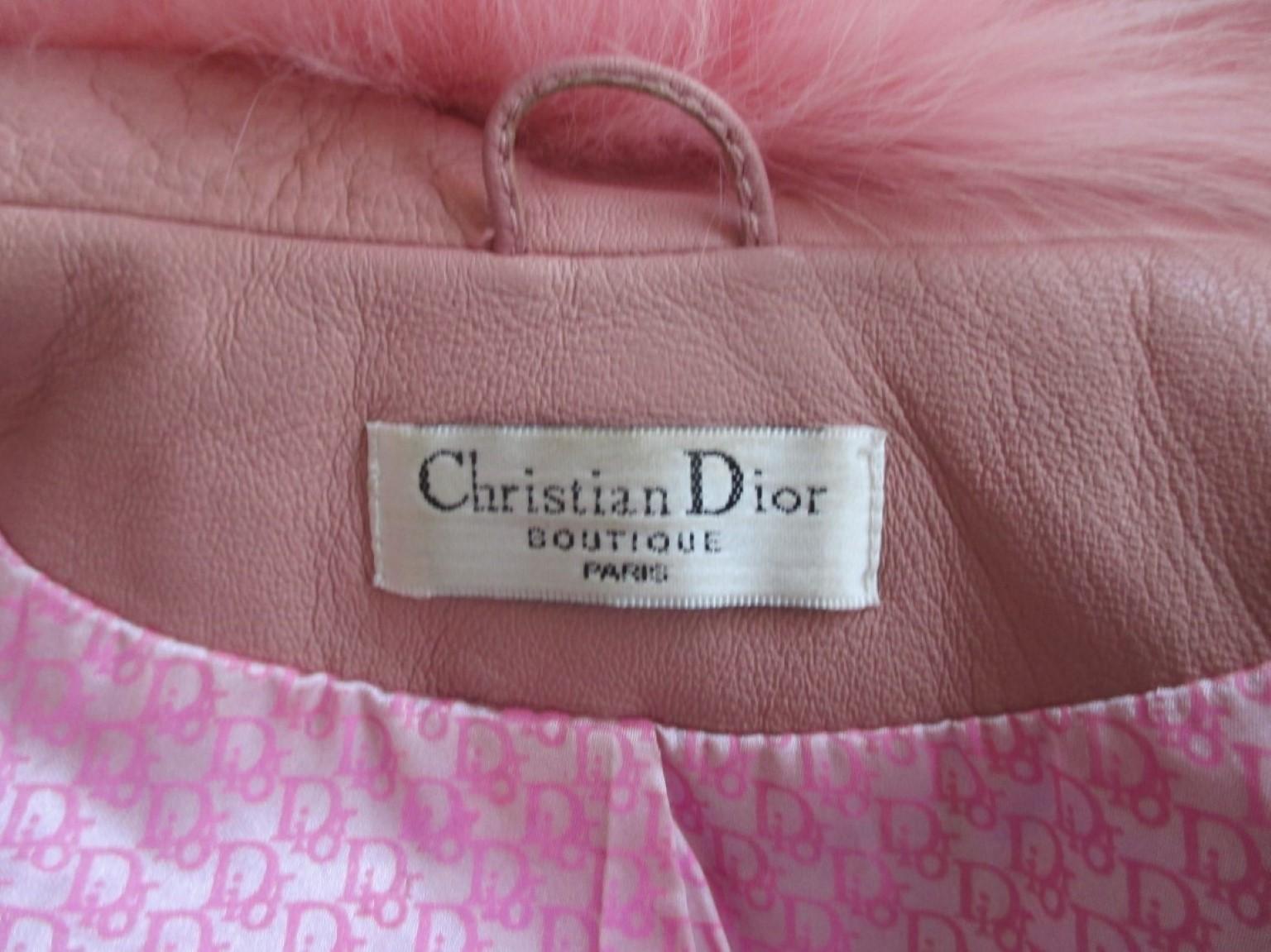 Women's or Men's Christian Dior Paris Pink Fox Fur Leather Vest S