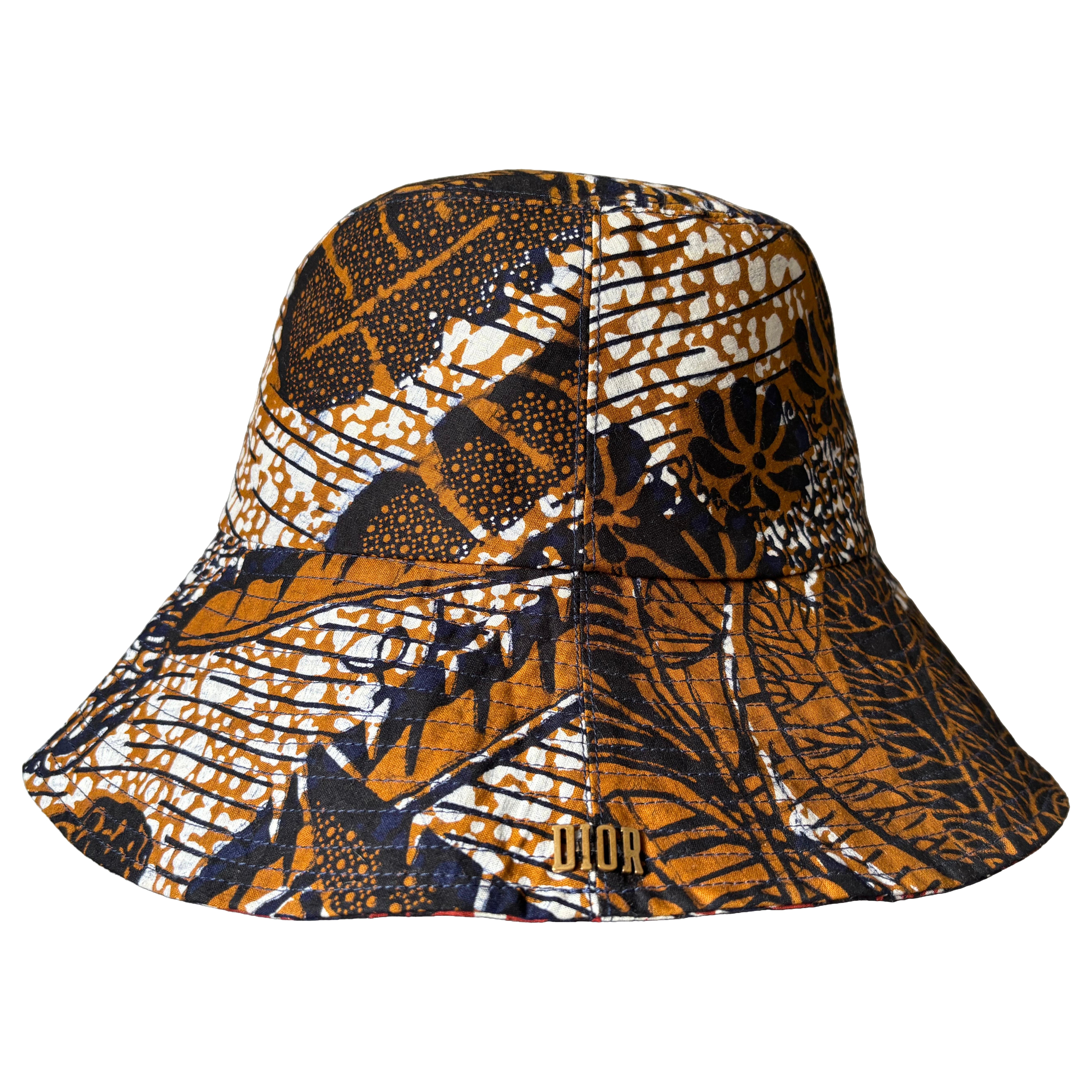 Christian Dior Paris bedruckte Baumwolle Eimer Hut, Größe 58, Made in Italy im Angebot