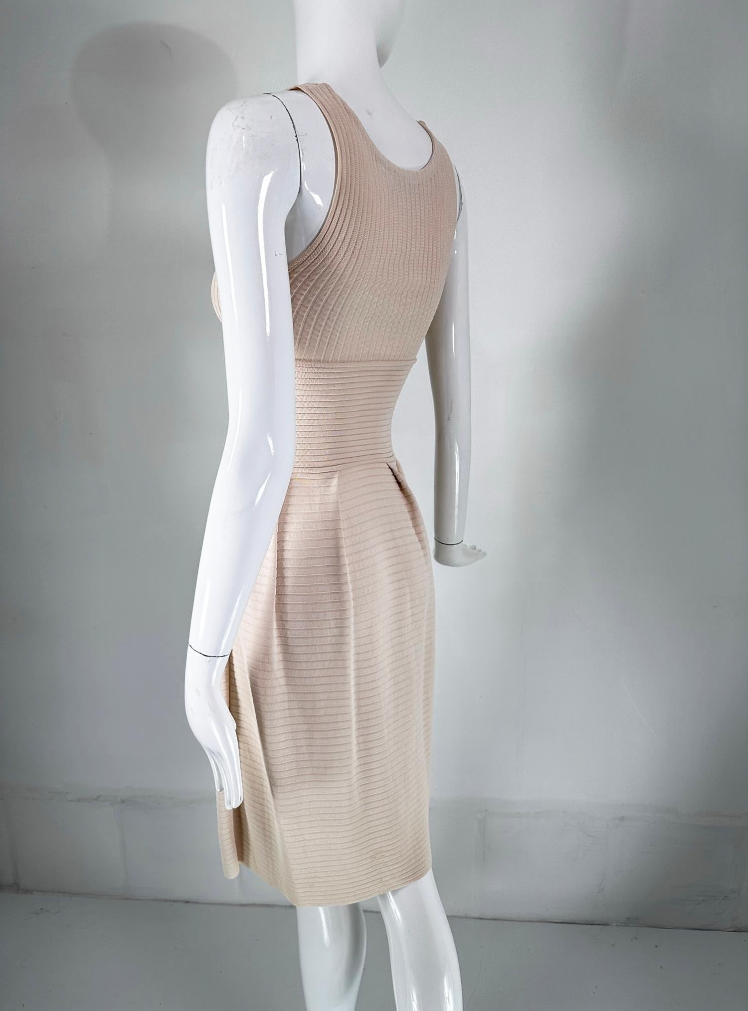 Christian Dior Paris Ribbed Knit Beige Tank Dress 2010 For Sale 6