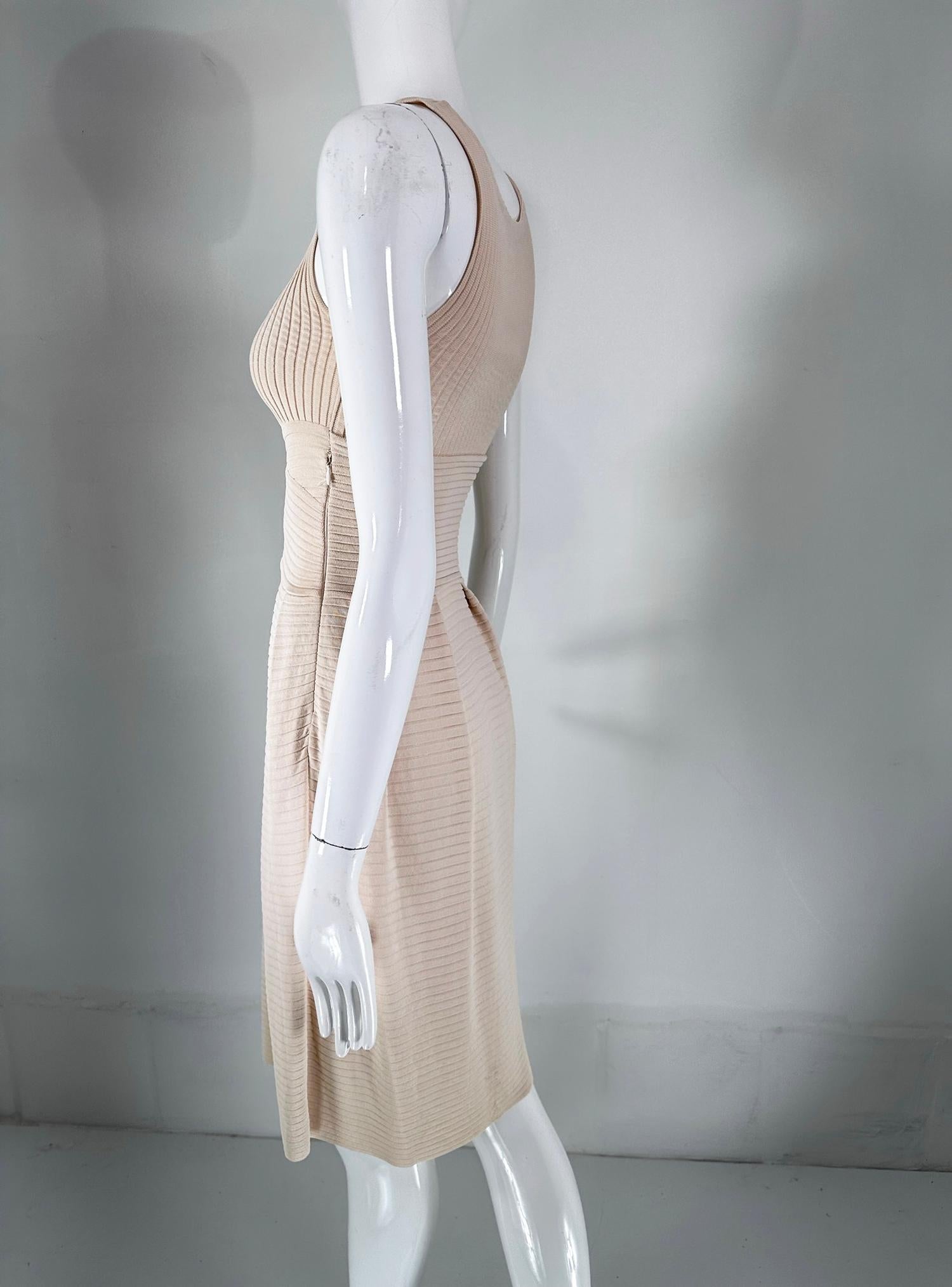Christian Dior Paris Ribbed Knit Beige Tank Dress 2010 For Sale 7