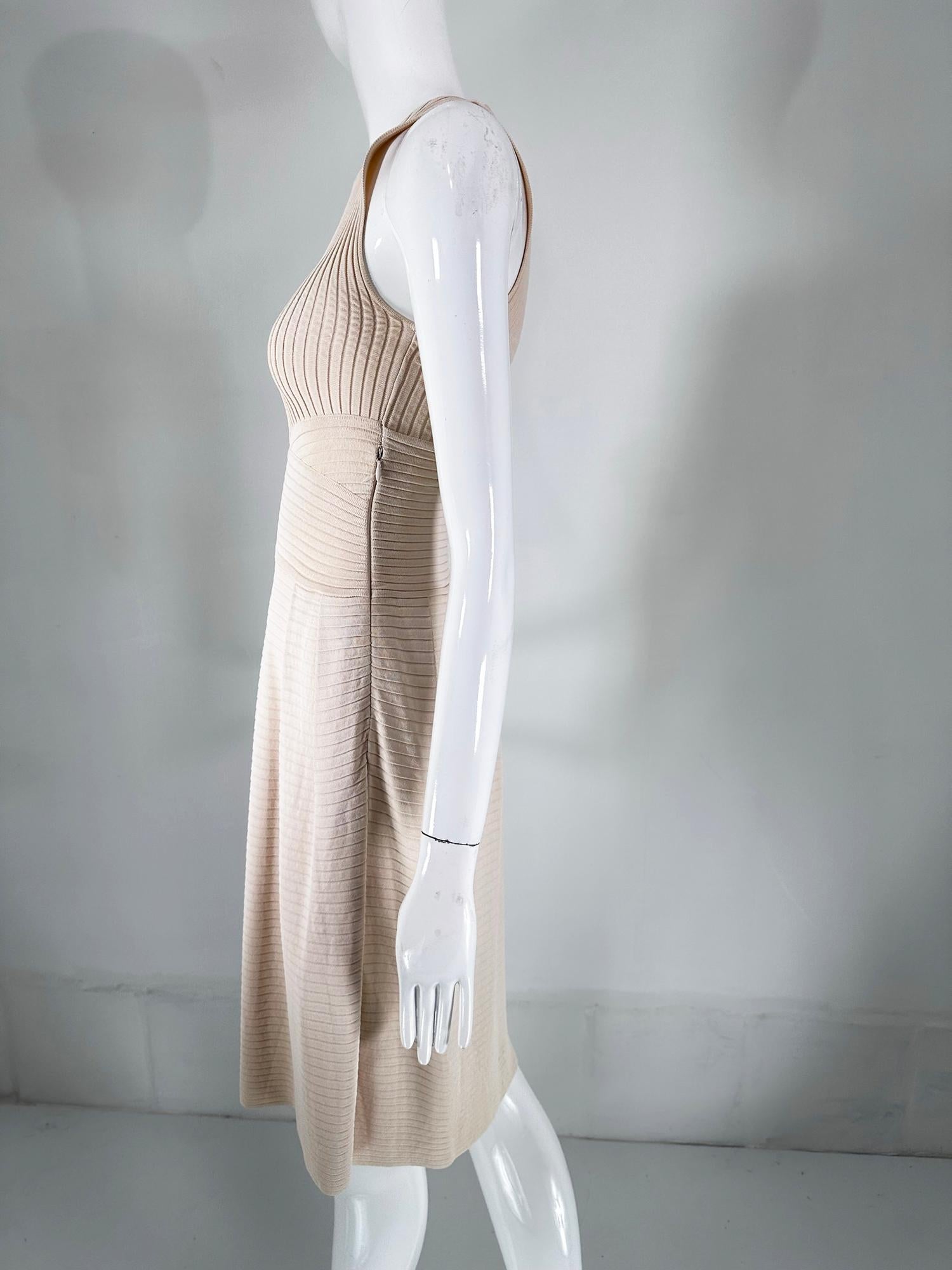 Christian Dior Paris Ribbed Knit Beige Tank Dress 2010 For Sale 8