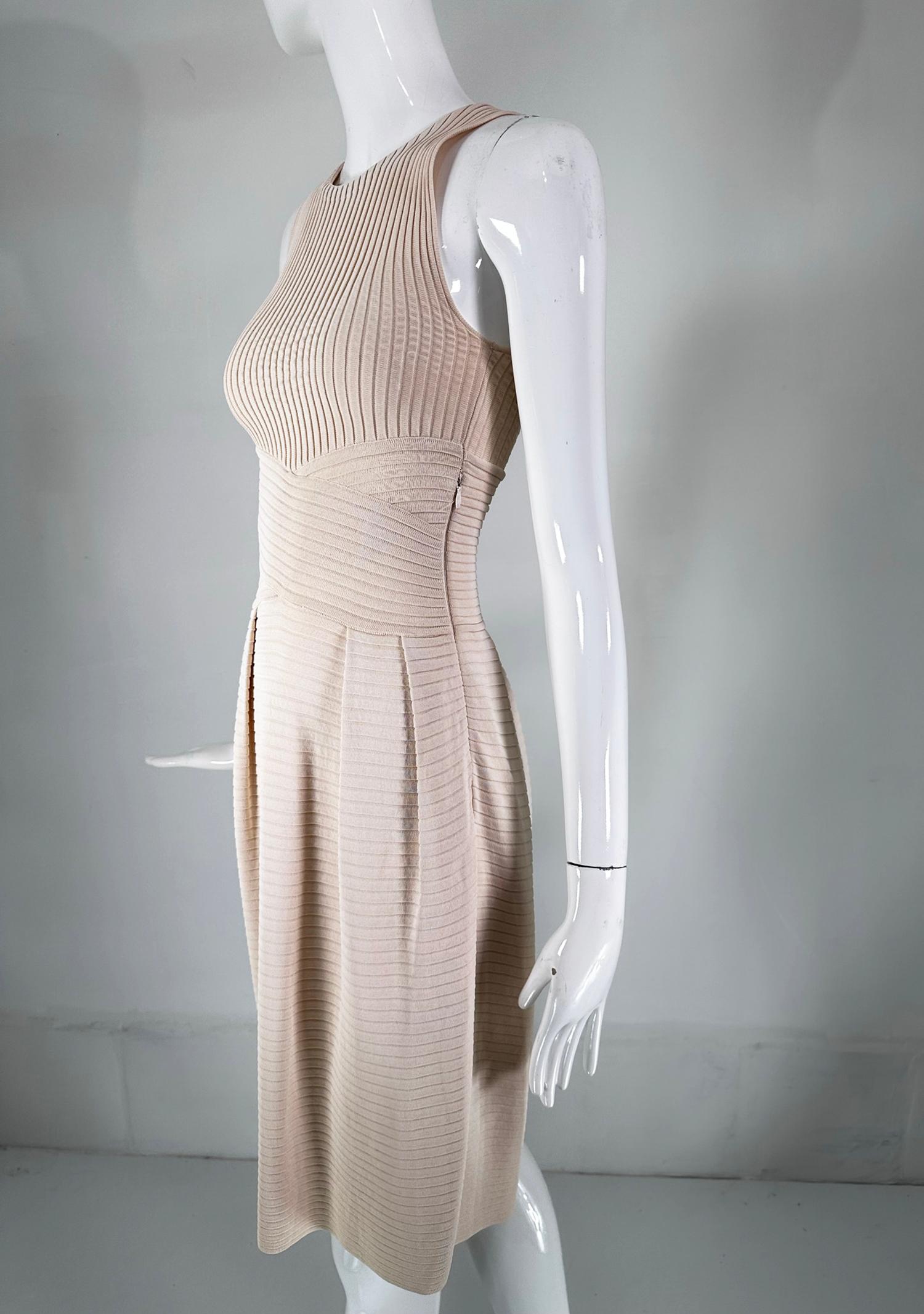 Christian Dior Paris Ribbed Knit Beige Tank Dress 2010 For Sale 9