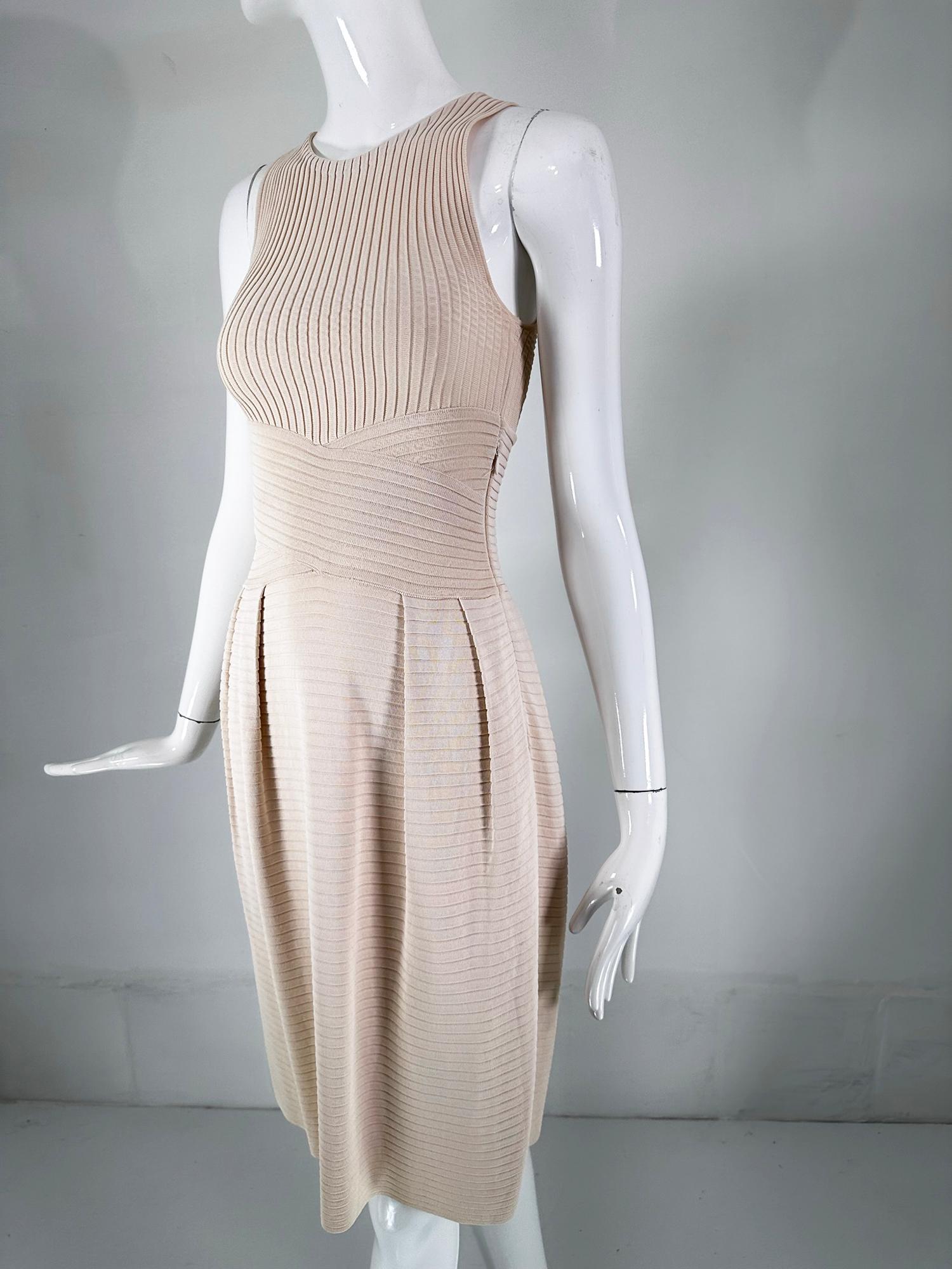 Christian Dior Paris Ribbed Knit Beige Tank Dress 2010 For Sale 10
