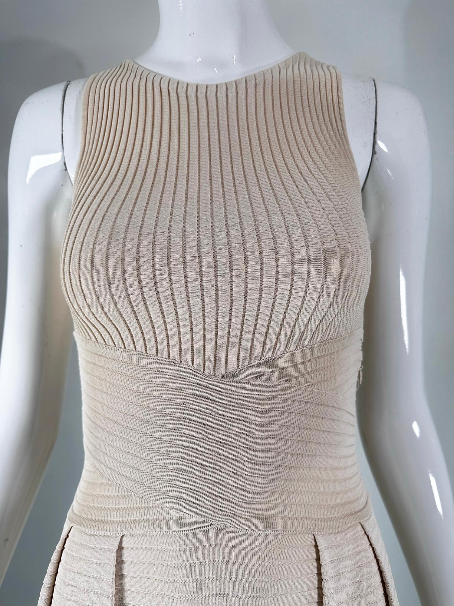 Christian Dior Paris Ribbed Knit Beige Tank Dress 2010 For Sale 11