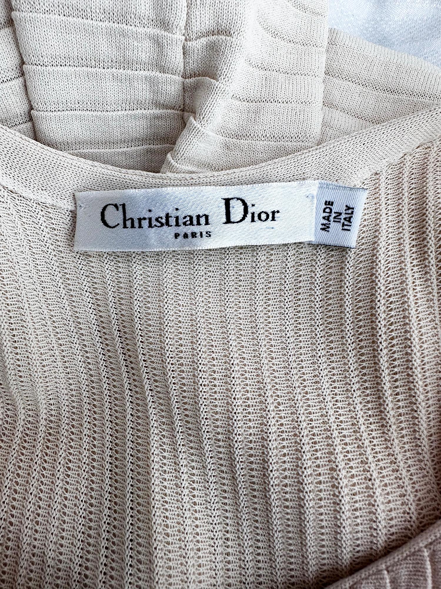 Christian Dior Paris Ribbed Knit Beige Tank Dress 2010 For Sale 12