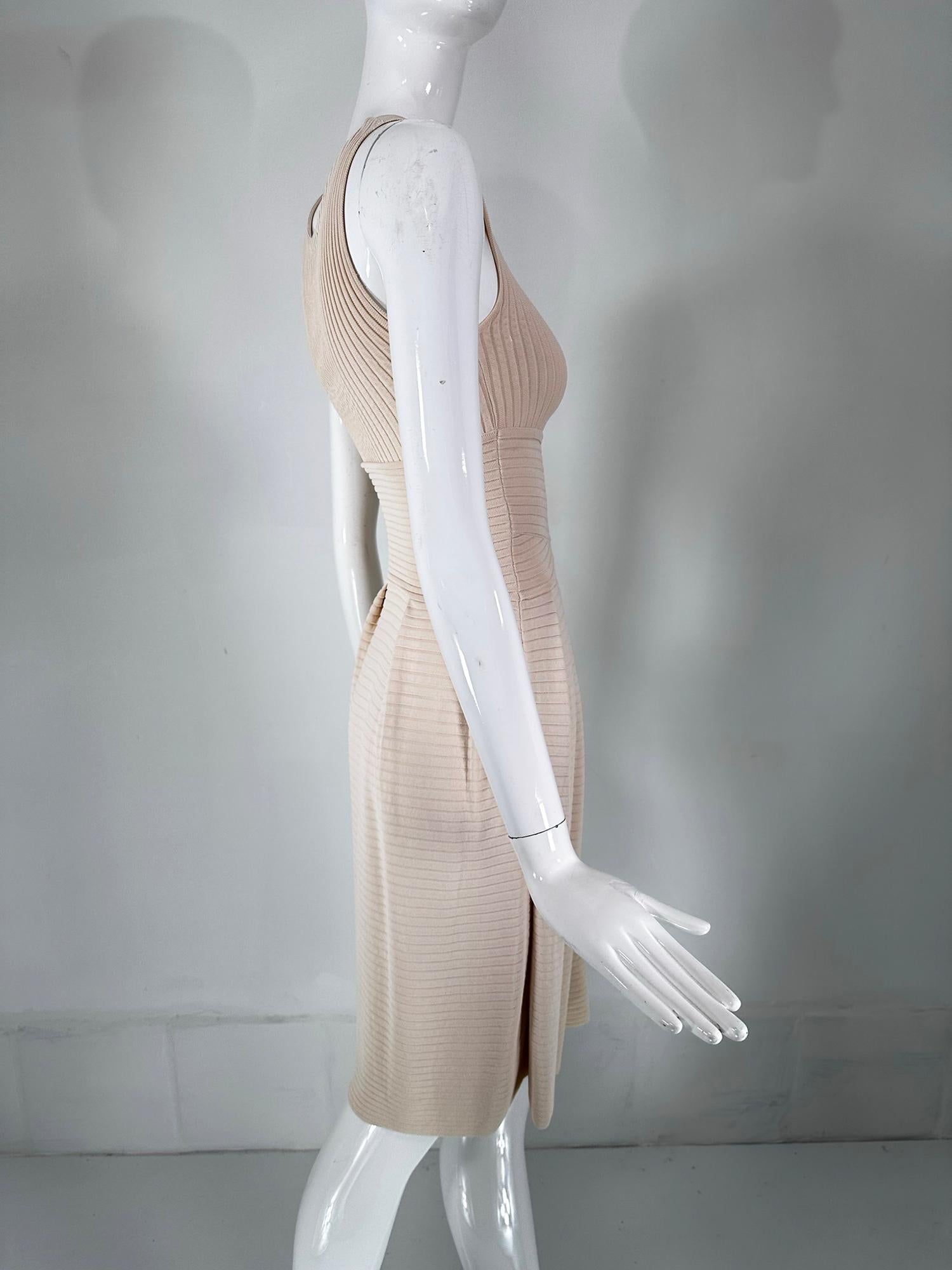 Christian Dior Paris Ribbed Knit Beige Tank Dress 2010 For Sale 1
