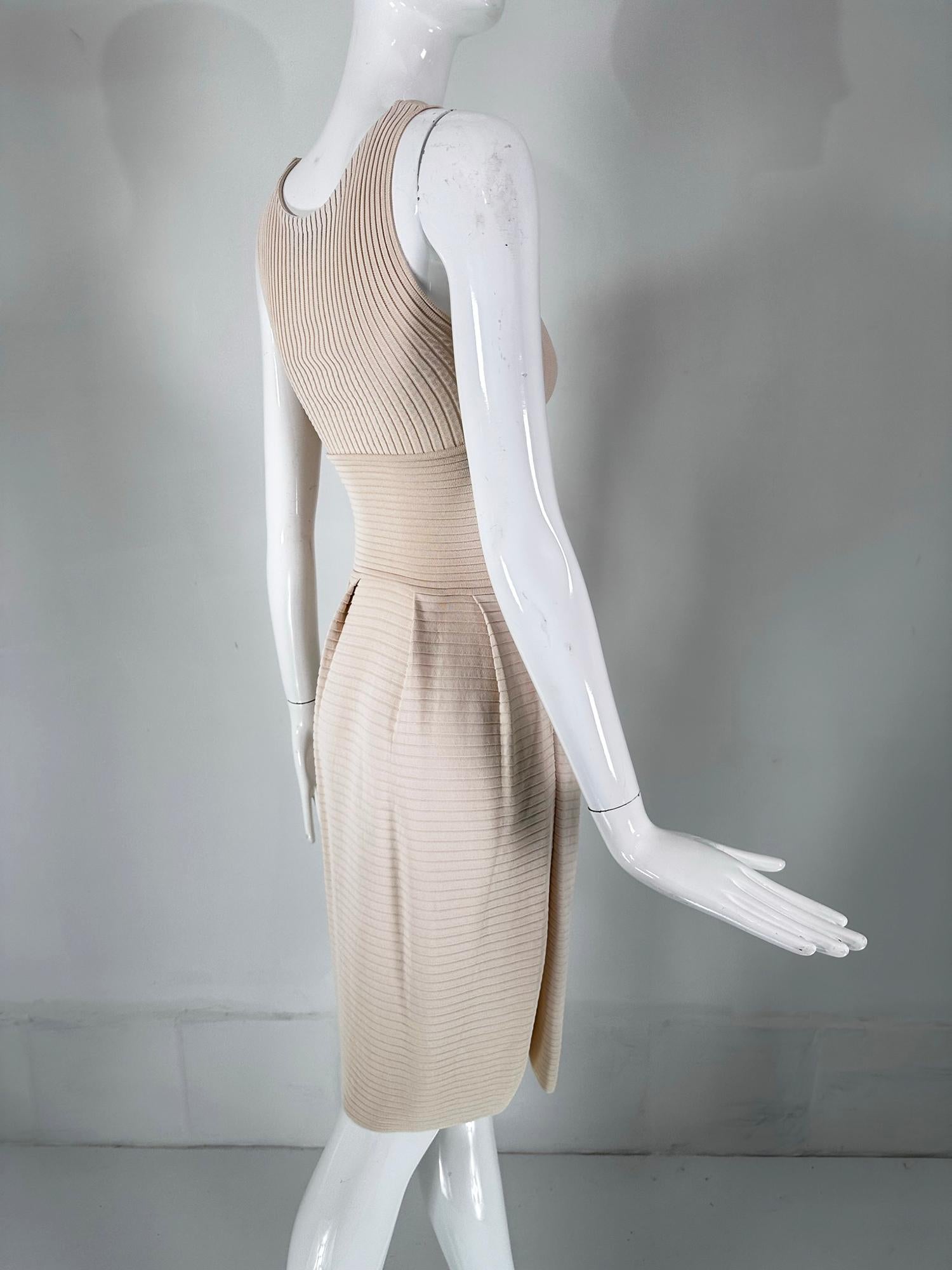 Christian Dior Paris Ribbed Knit Beige Tank Dress 2010 For Sale 2