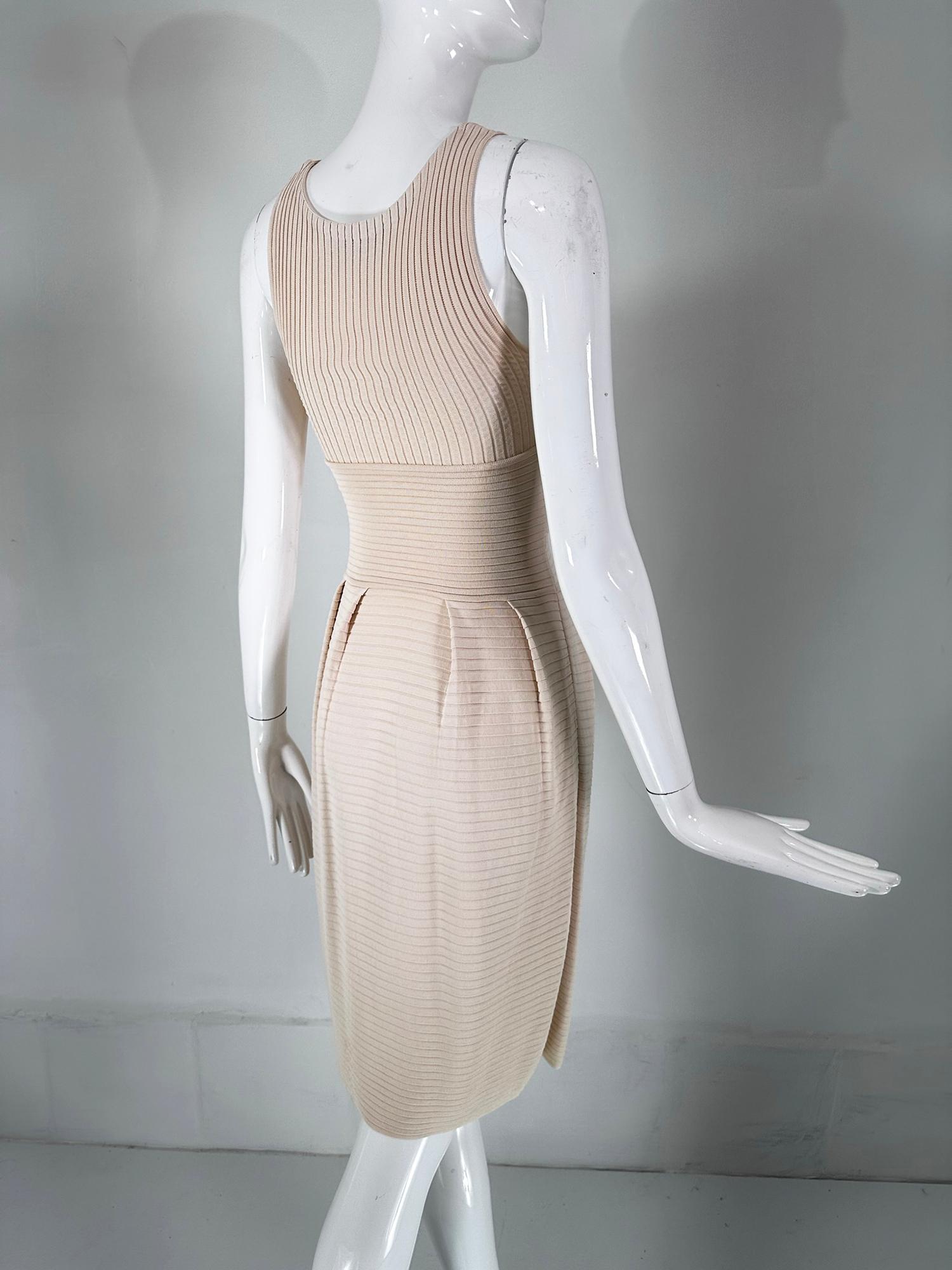Christian Dior Paris Ribbed Knit Beige Tank Dress 2010 For Sale 3
