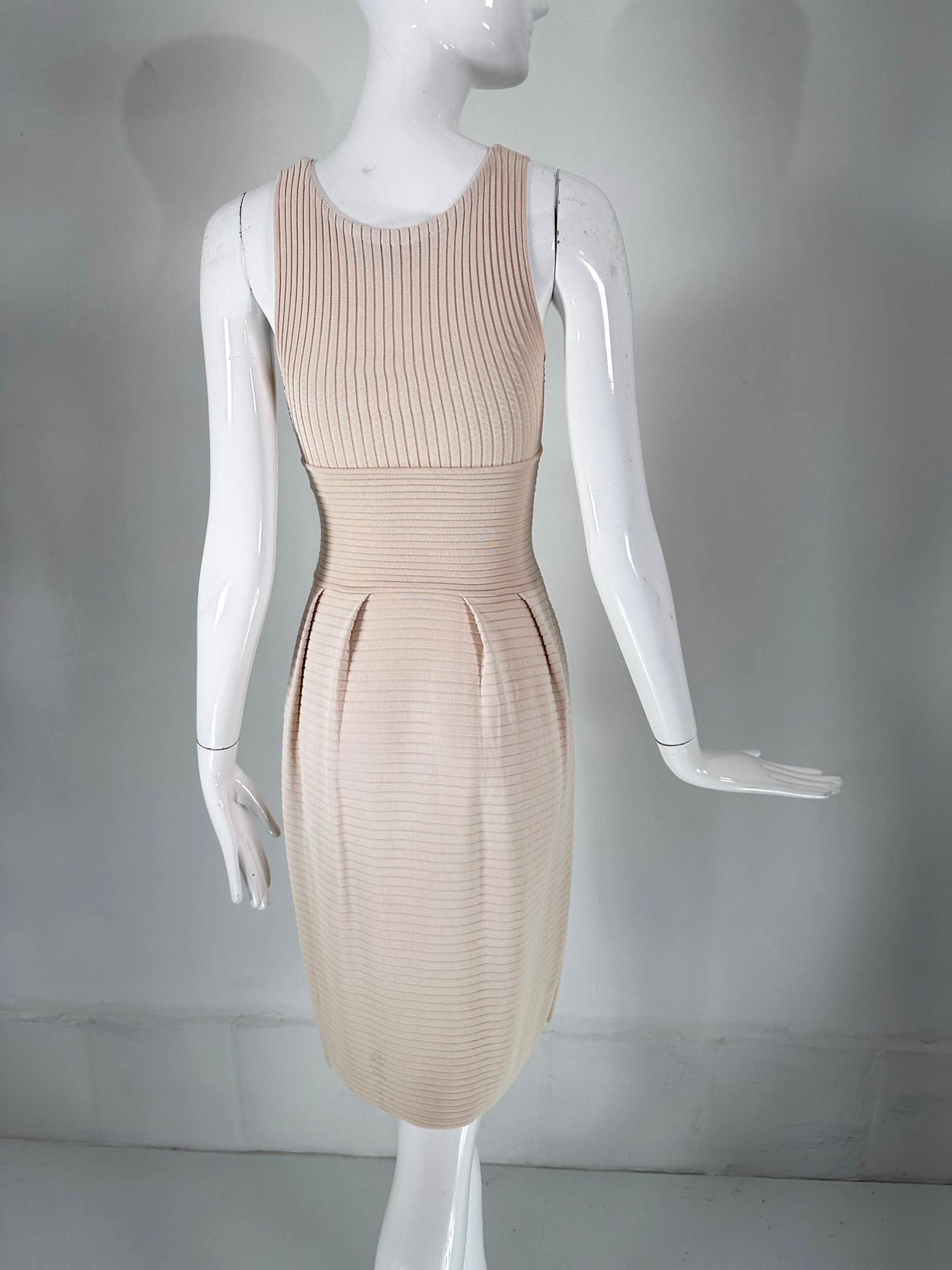 Christian Dior Paris Ribbed Knit Beige Tank Dress 2010 For Sale 4