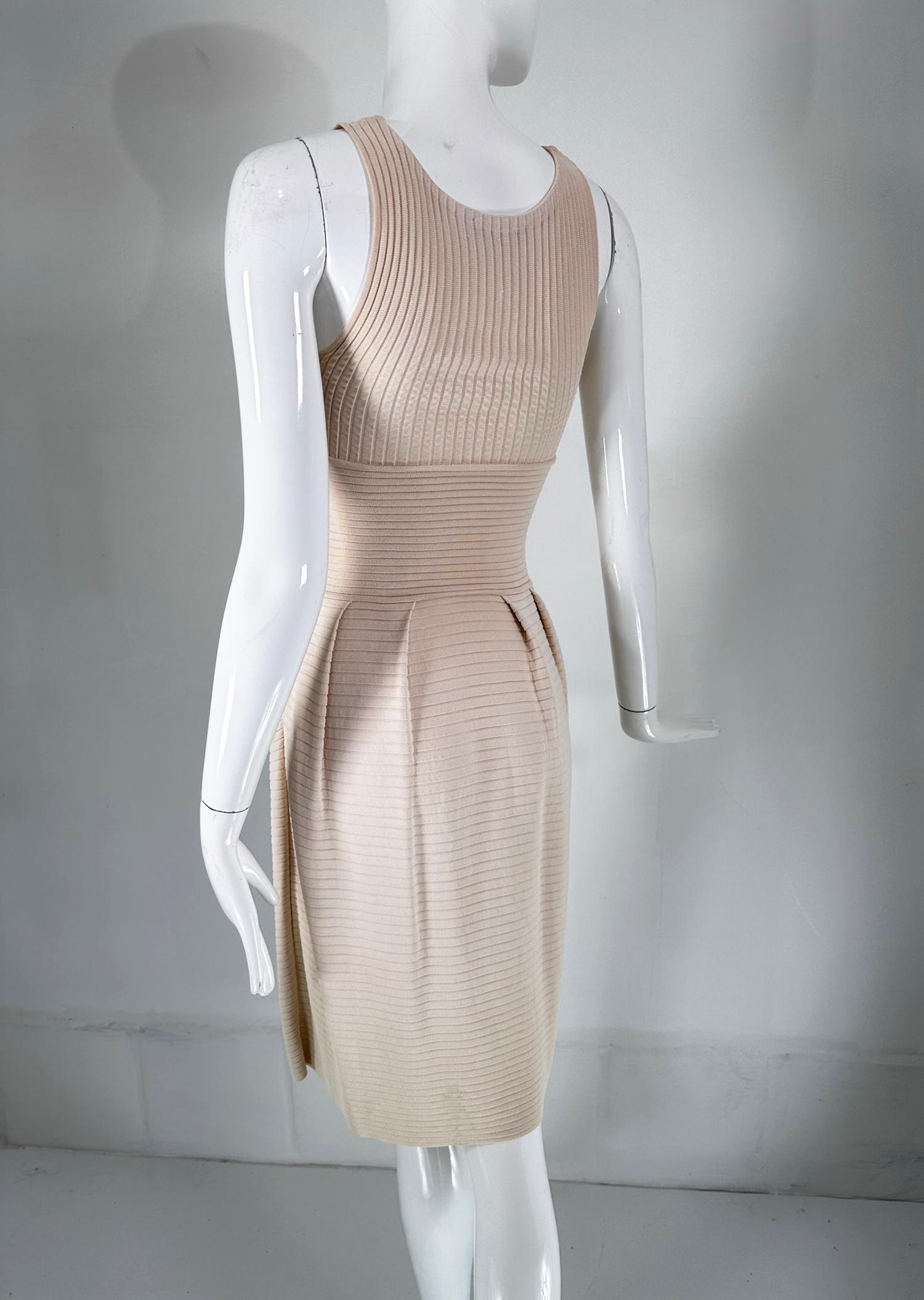 Christian Dior Paris Ribbed Knit Beige Tank Dress 2010 For Sale 5