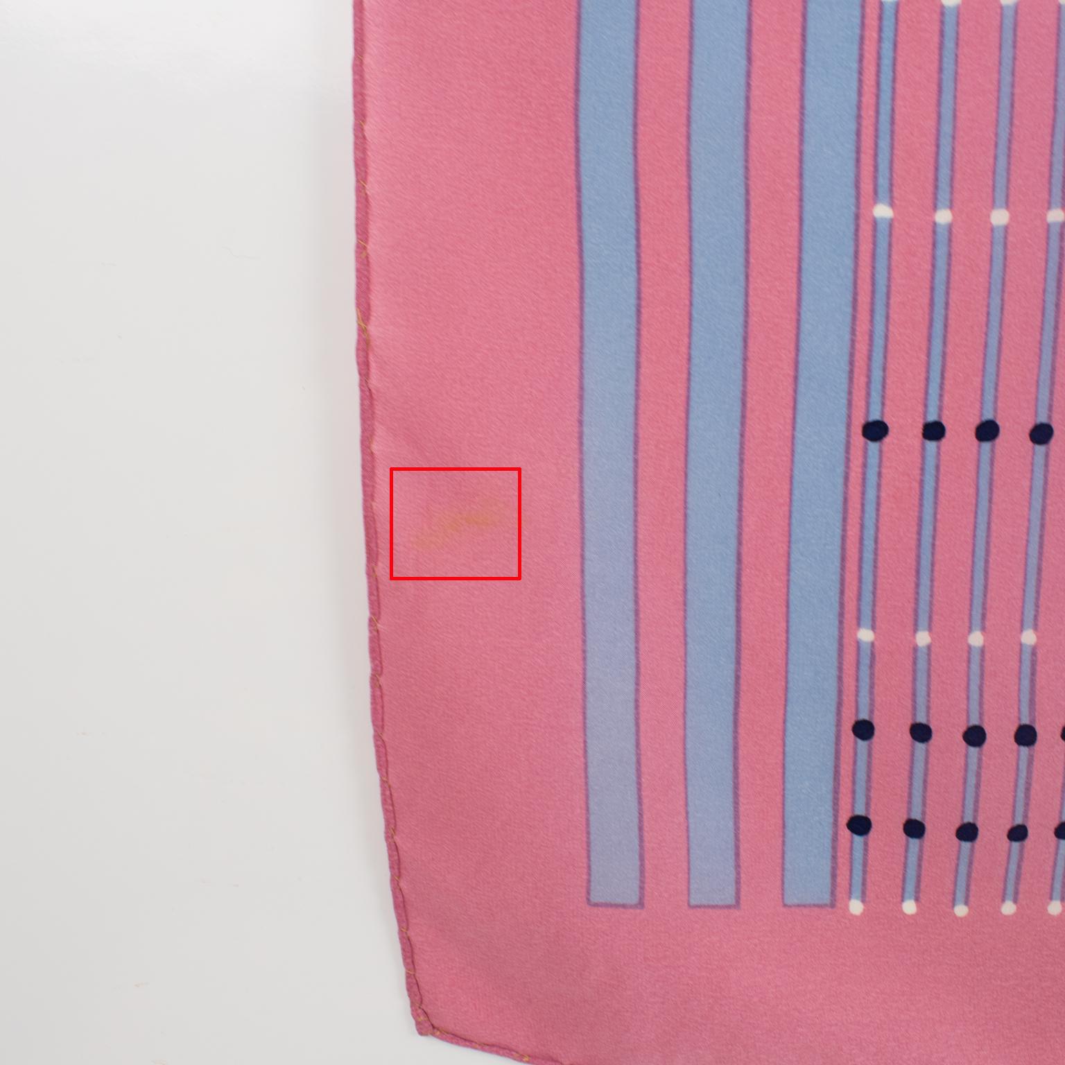 Christian Dior Paris Silk Scarf Geometric Print in Pink and Orange For Sale 2