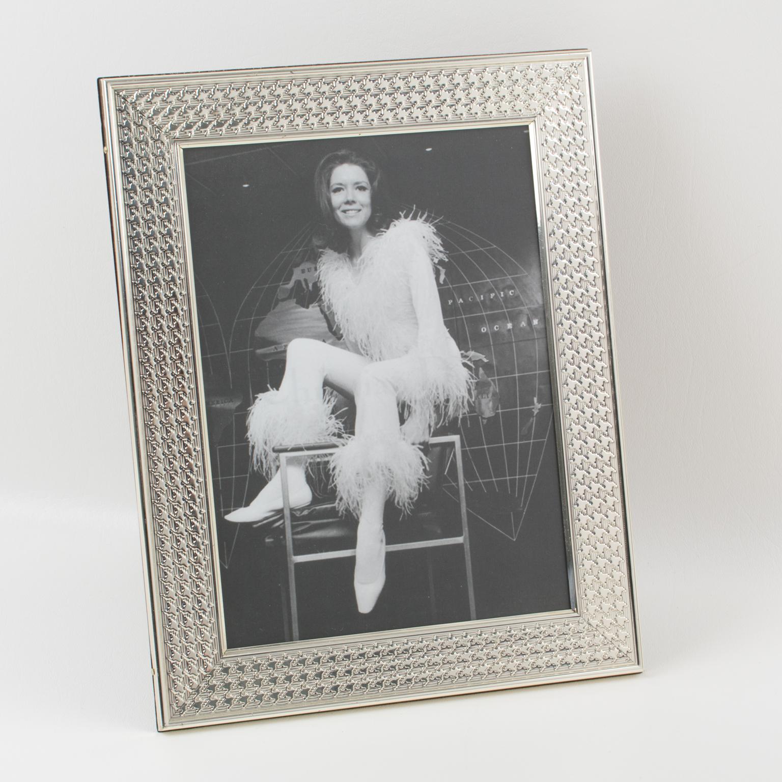 A charming Christian Dior Paris silver plate picture photo frame. Geometric shape with 