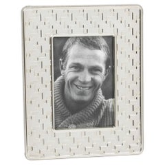 Christian Dior Paris Silver Plate Picture Frame Pied de Coq Pattern