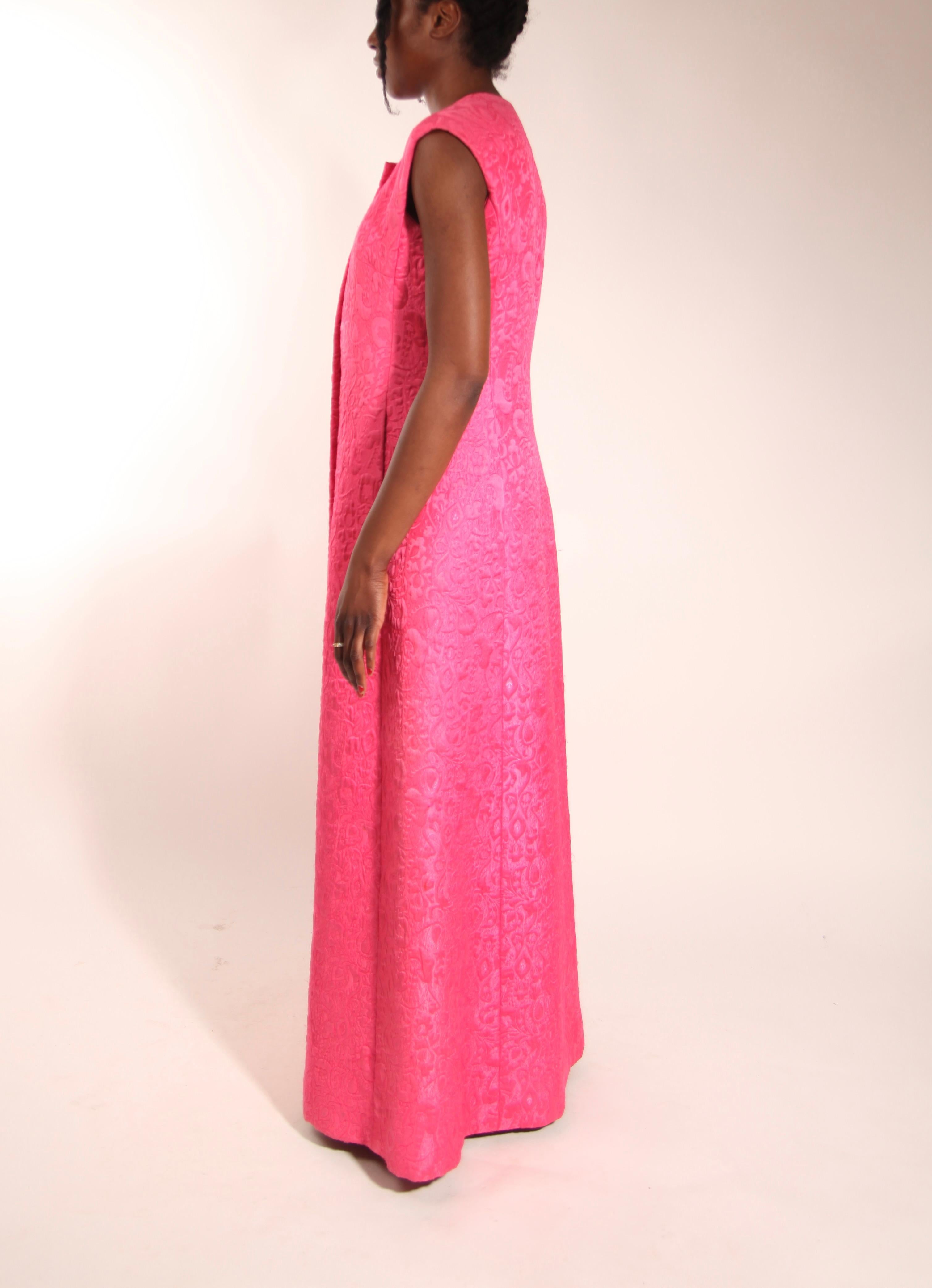 Christian Dior Paris Sleeveless vivid pink evening coat. Early  1960s In Good Condition In London, GB