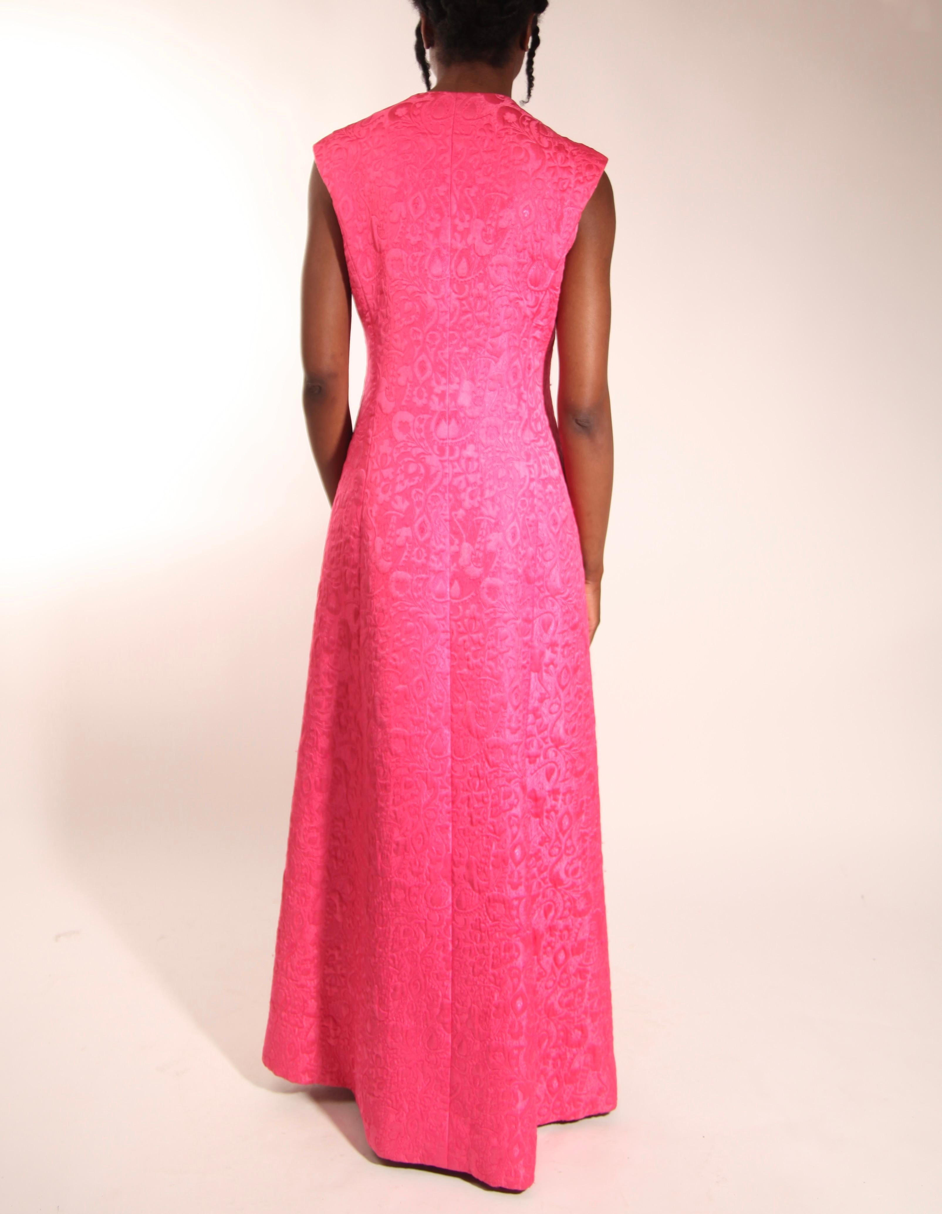 Women's Christian Dior Paris Sleeveless vivid pink evening coat. Early  1960s