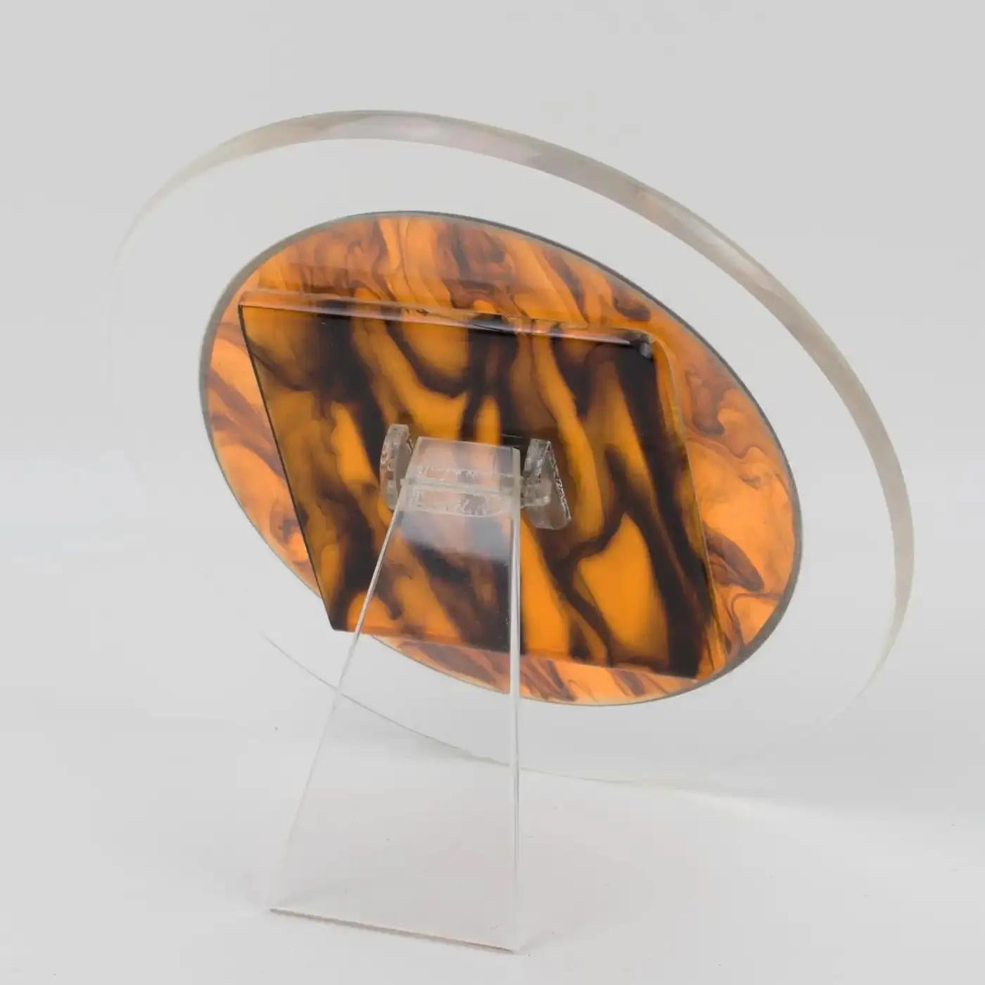 Acrylic Christian Dior Paris Tortoiseshell Lucite Picture Frame, circa 1970 For Sale