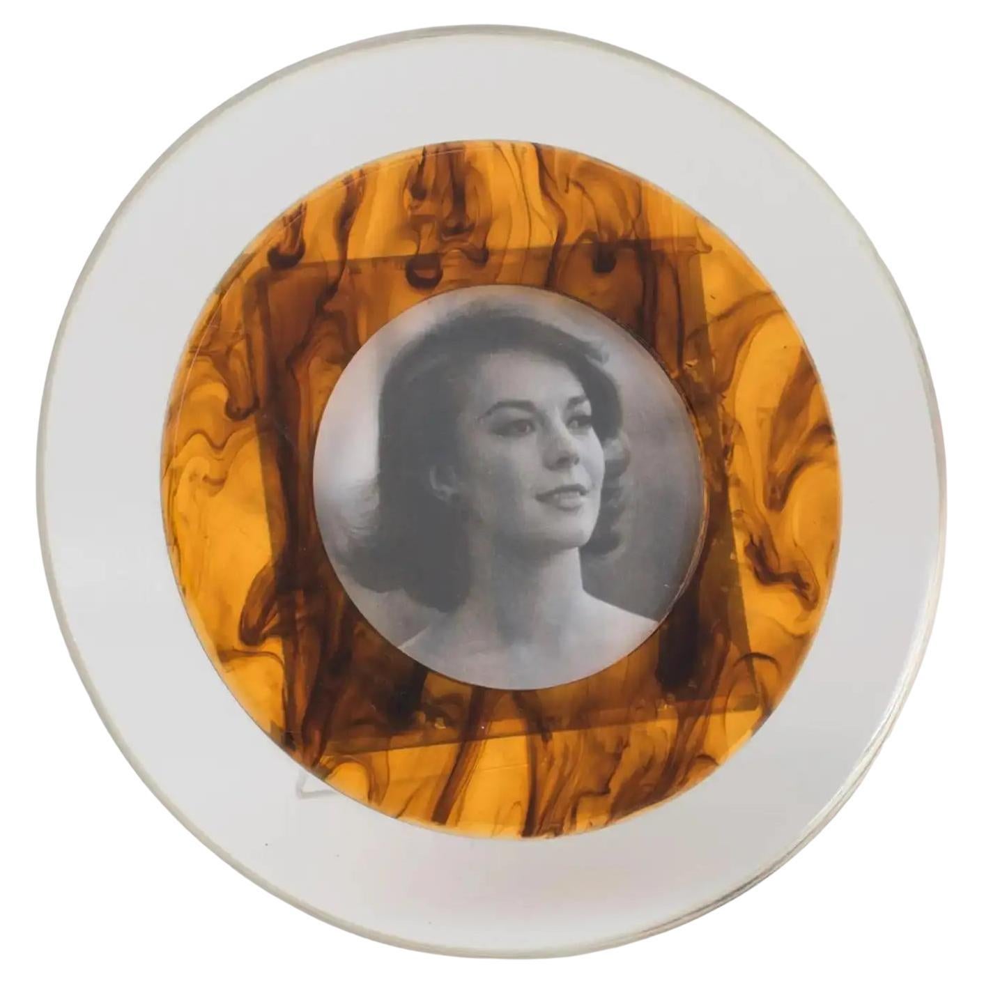 Christian Dior Paris Tortoiseshell Lucite Picture Frame, circa 1970 For Sale