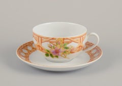 Christian Dior, Paris. Two pairs of coffee cups. Floral motif. Late 20th C.