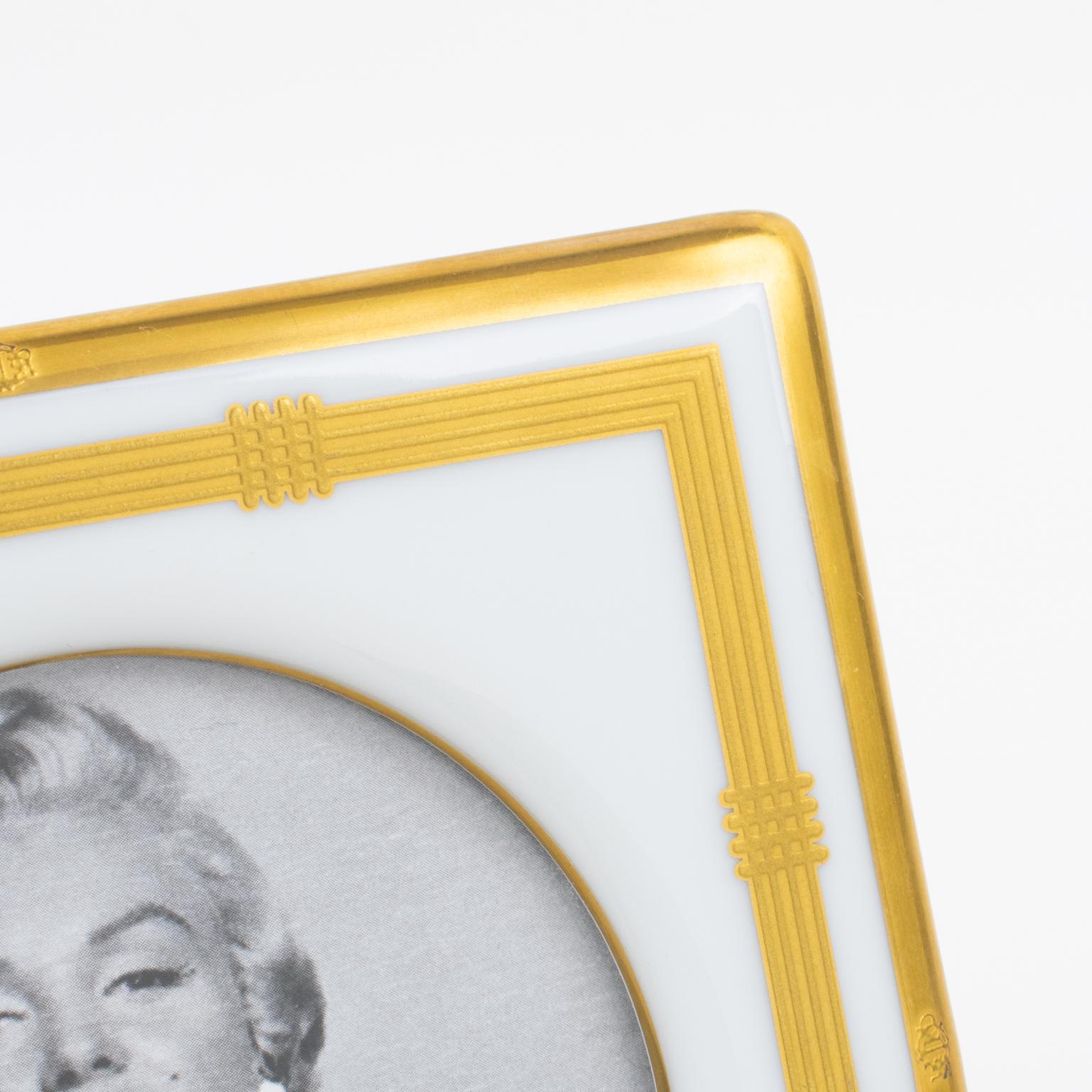 Christian Dior Paris White and Gilded Ceramic Picture Frame, 1980s In Excellent Condition In Atlanta, GA