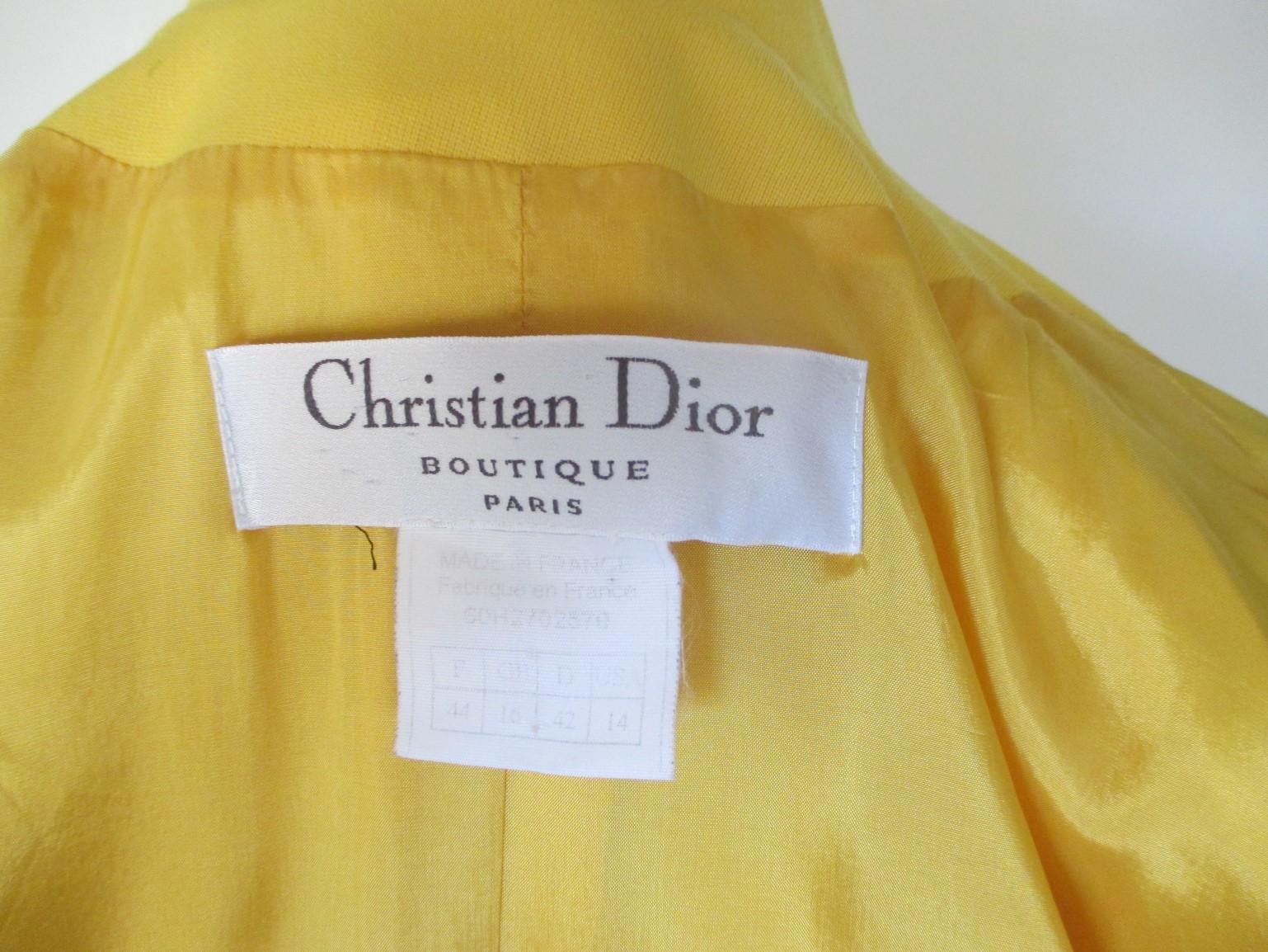 Christian Dior Paris Gelber Blazer für Damen oder Herren im Angebot
