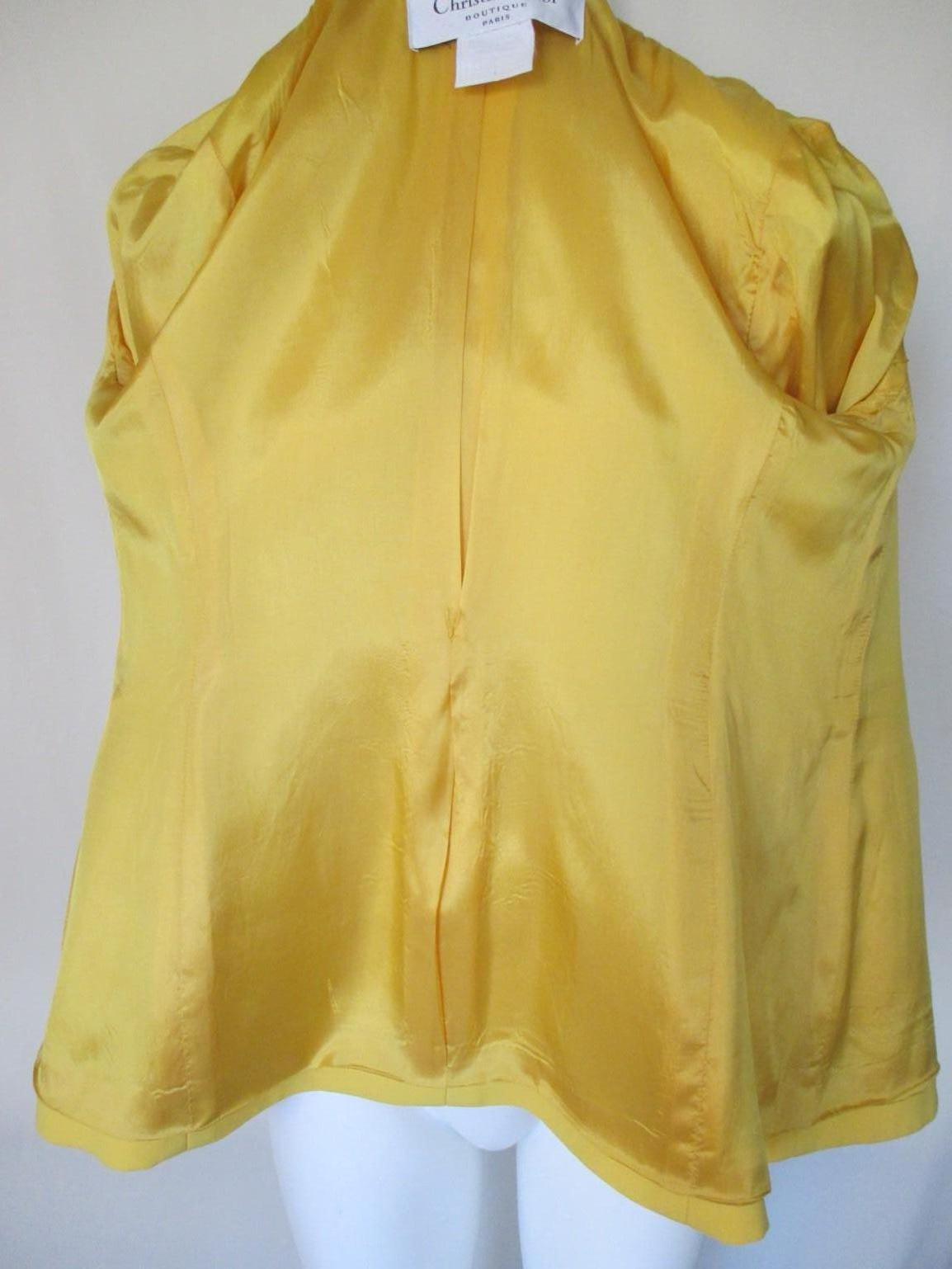 Christian Dior Paris Yellow Blazer In Good Condition For Sale In Amsterdam, NL